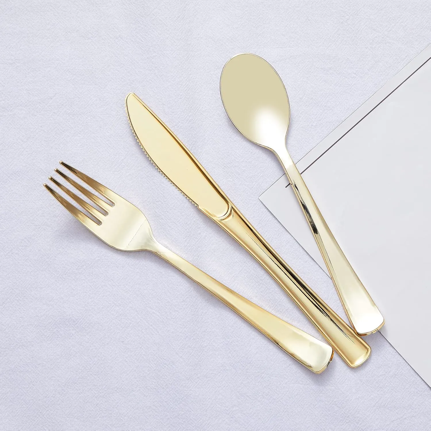 Cutlery Silverware Extra Heavyweight Disposable Flatware Knives Gold