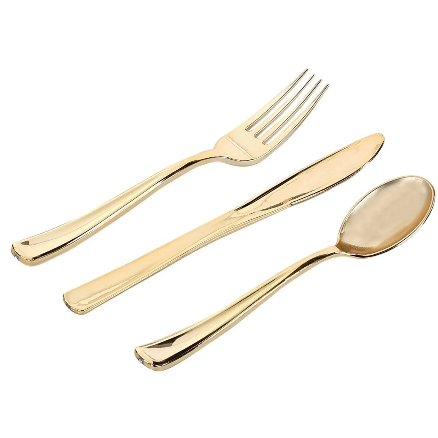 Cutlery Silverware Extra Heavyweight Disposable Flatware Knives Gold