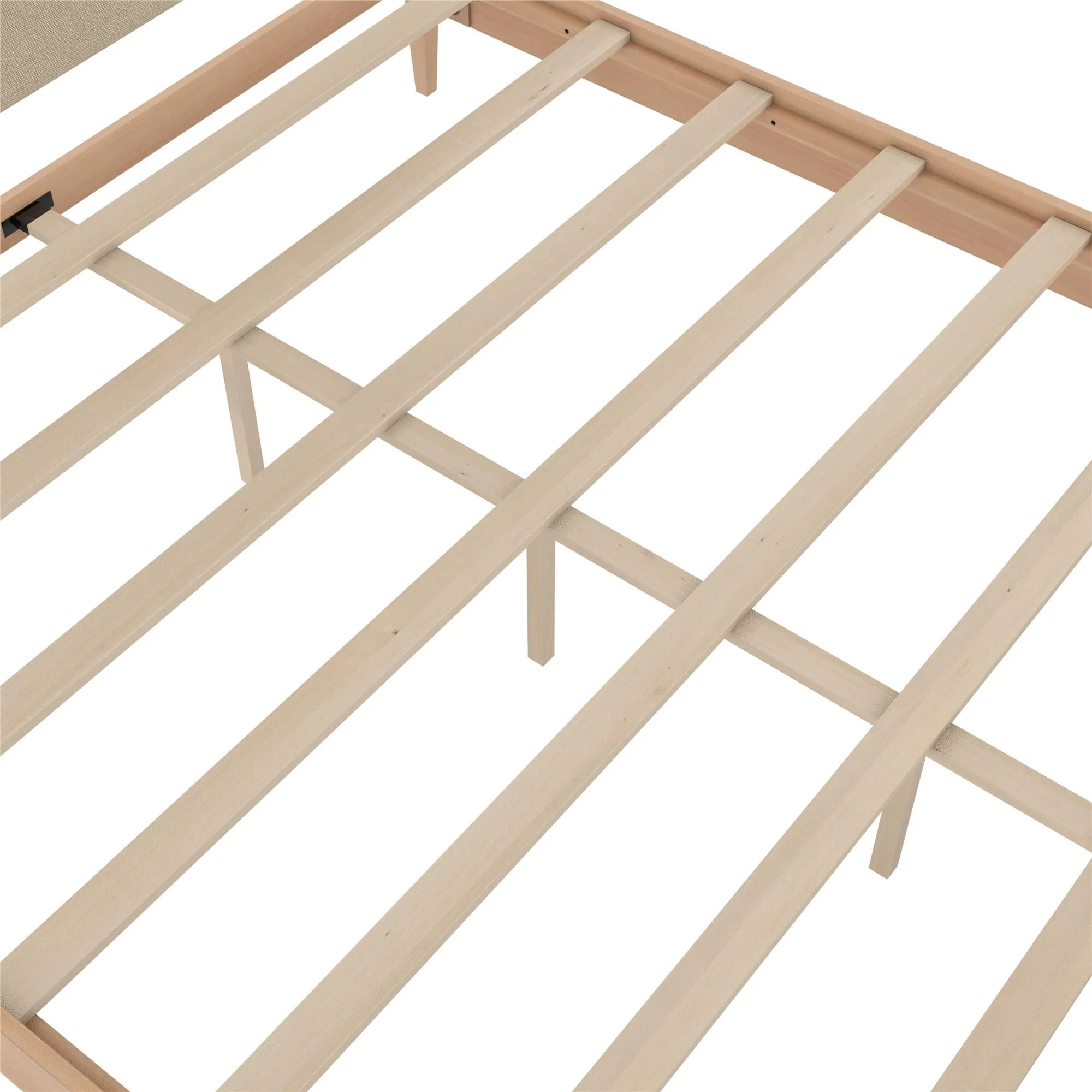Dacin Wood Bed Frame with Upholstered Headboard