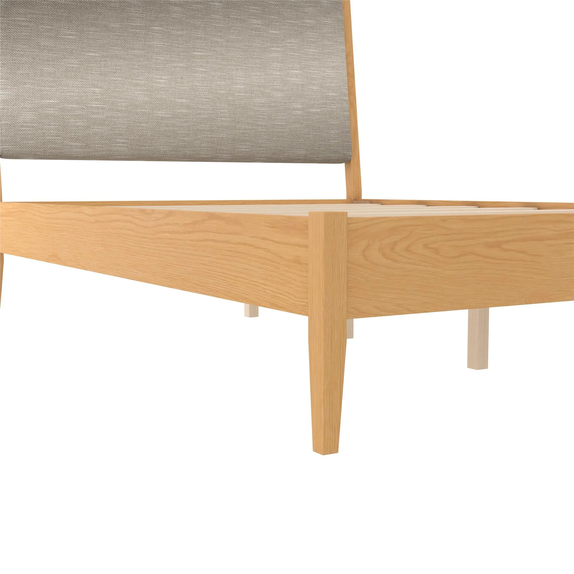 Dacin Wood Bed Frame with Upholstered Headboard