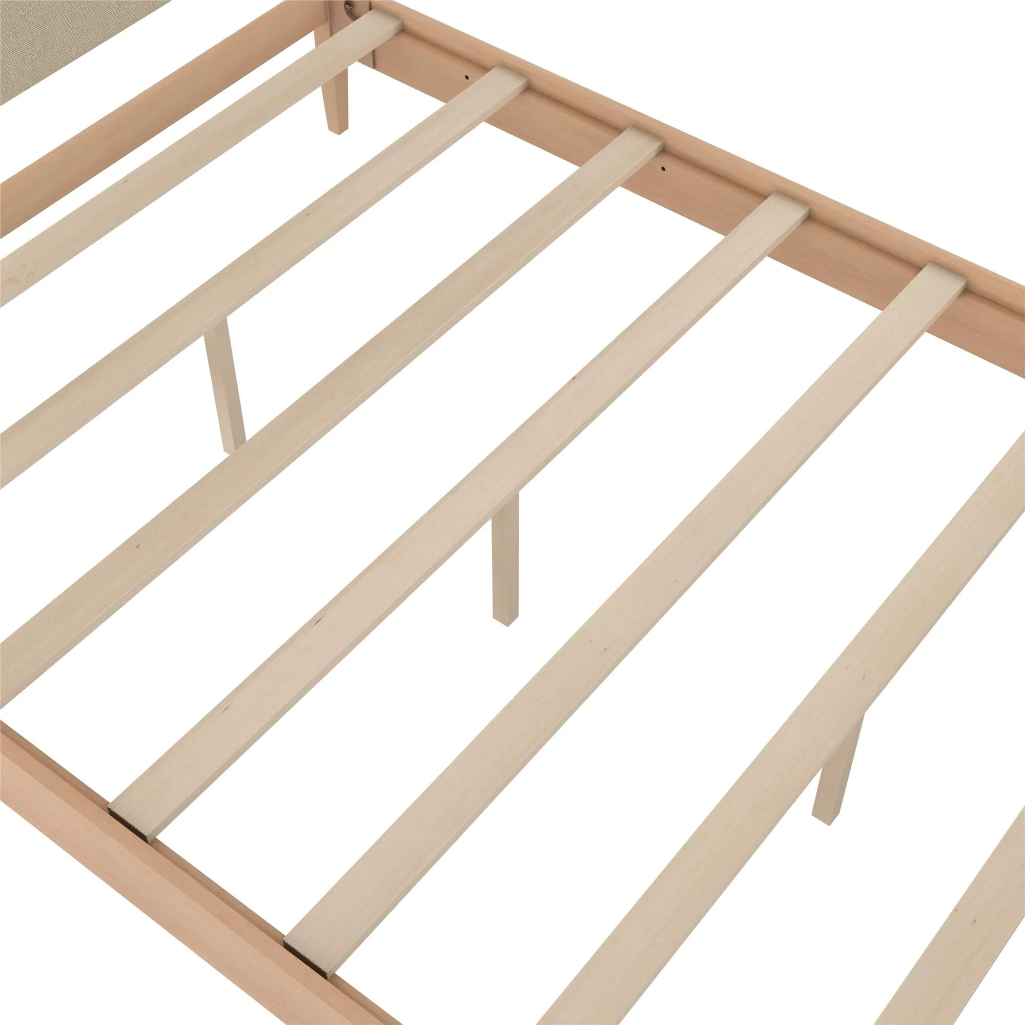 Dacin Wood Bed Frame with Upholstered Headboard