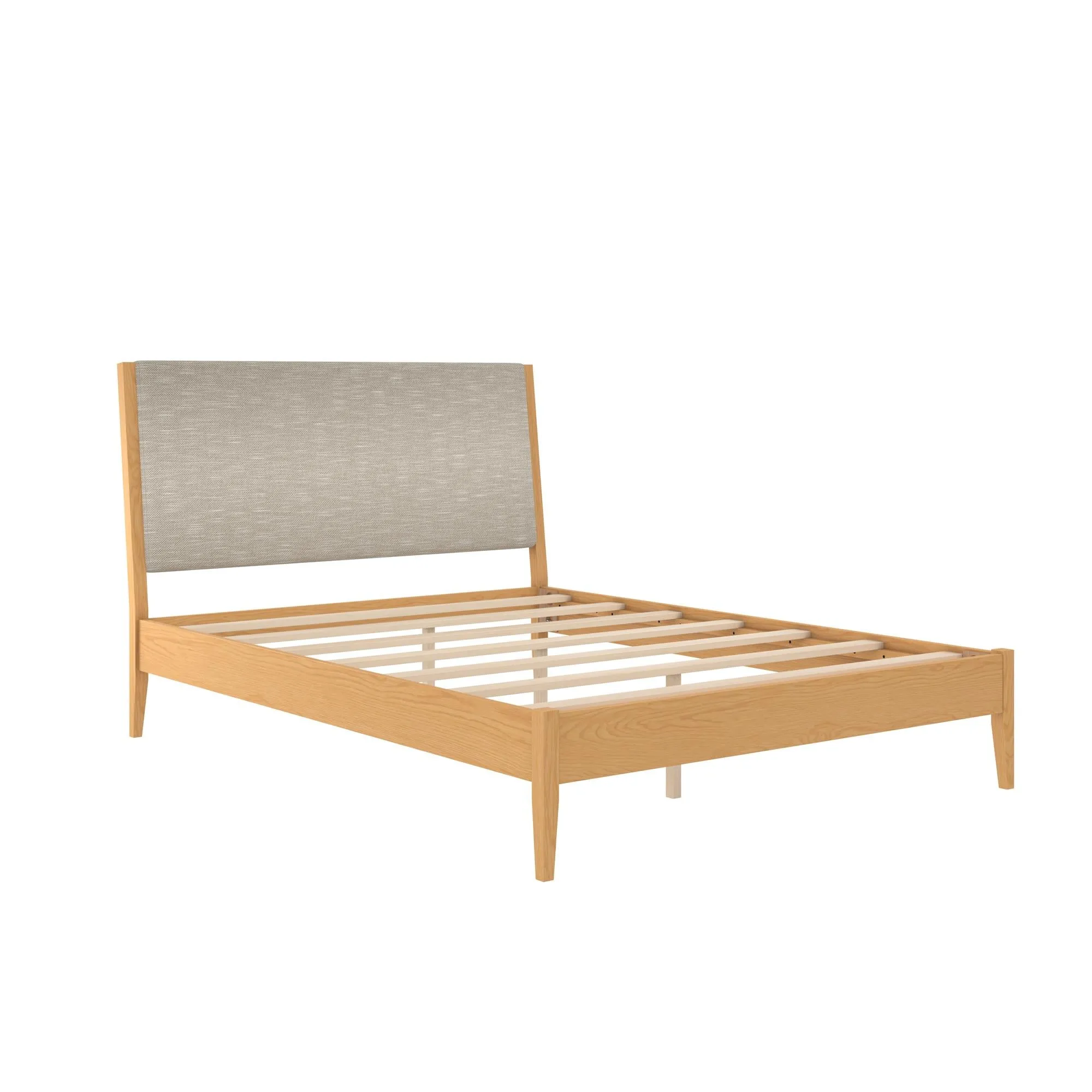Dacin Wood Bed Frame with Upholstered Headboard