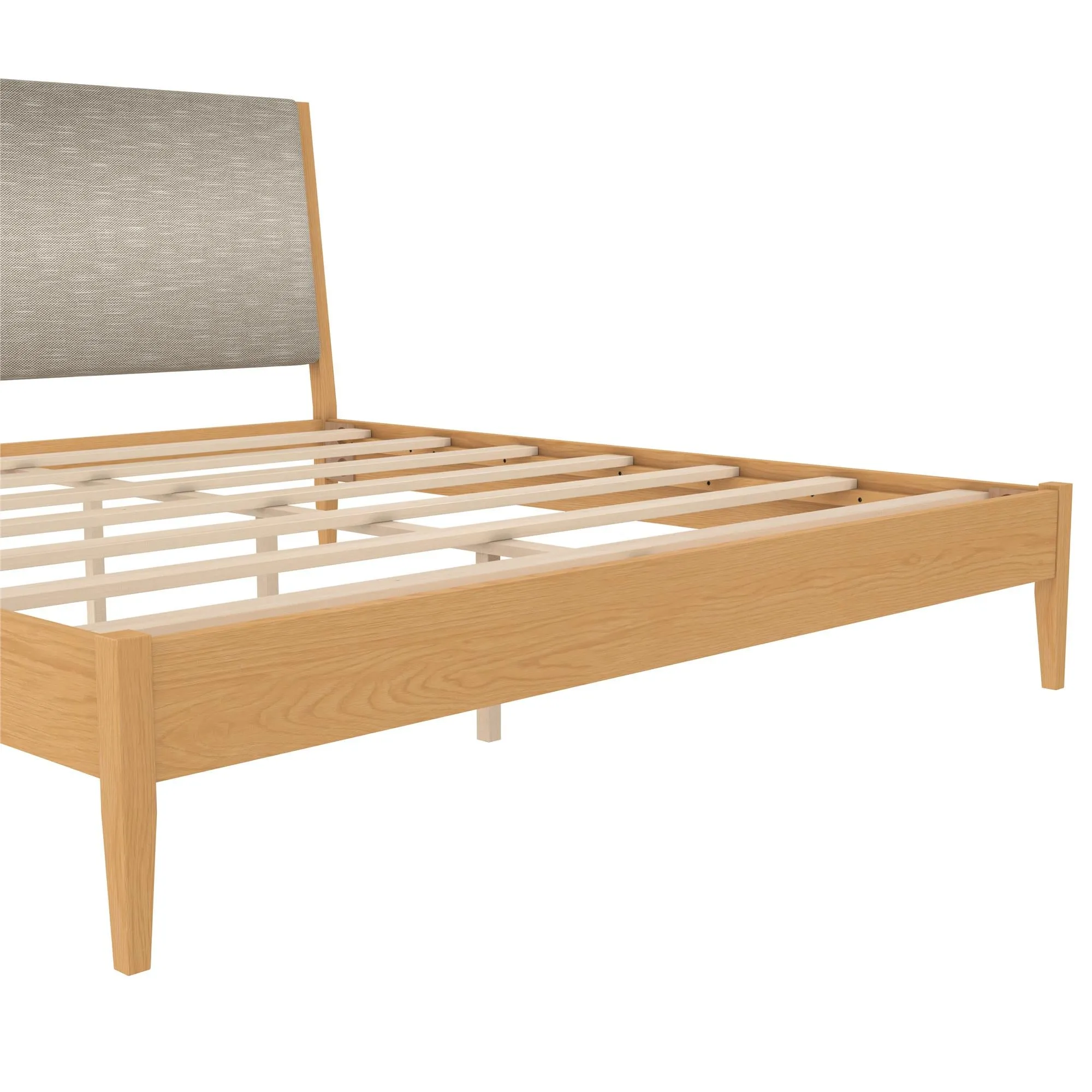 Dacin Wood Bed Frame with Upholstered Headboard