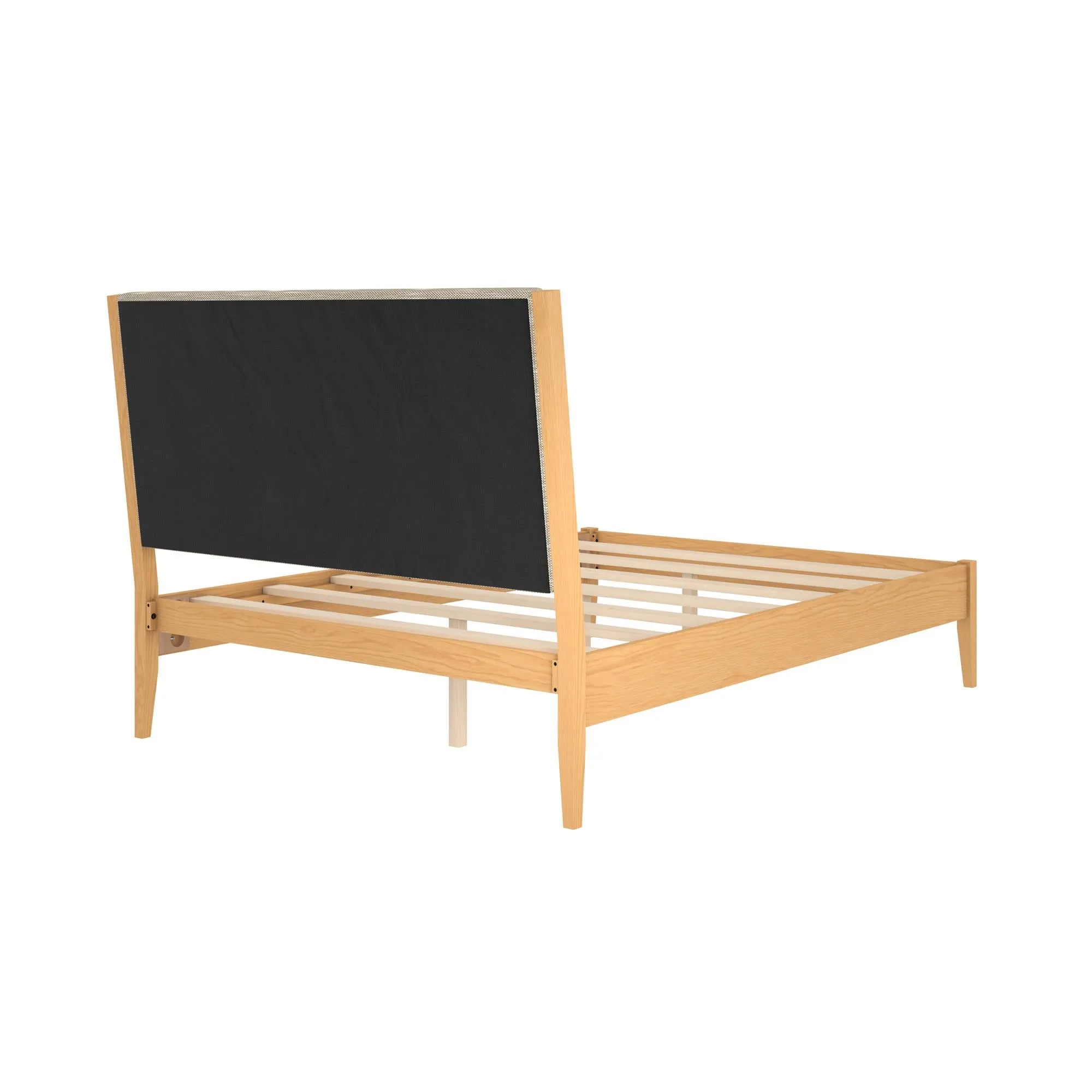 Dacin Wood Bed Frame with Upholstered Headboard