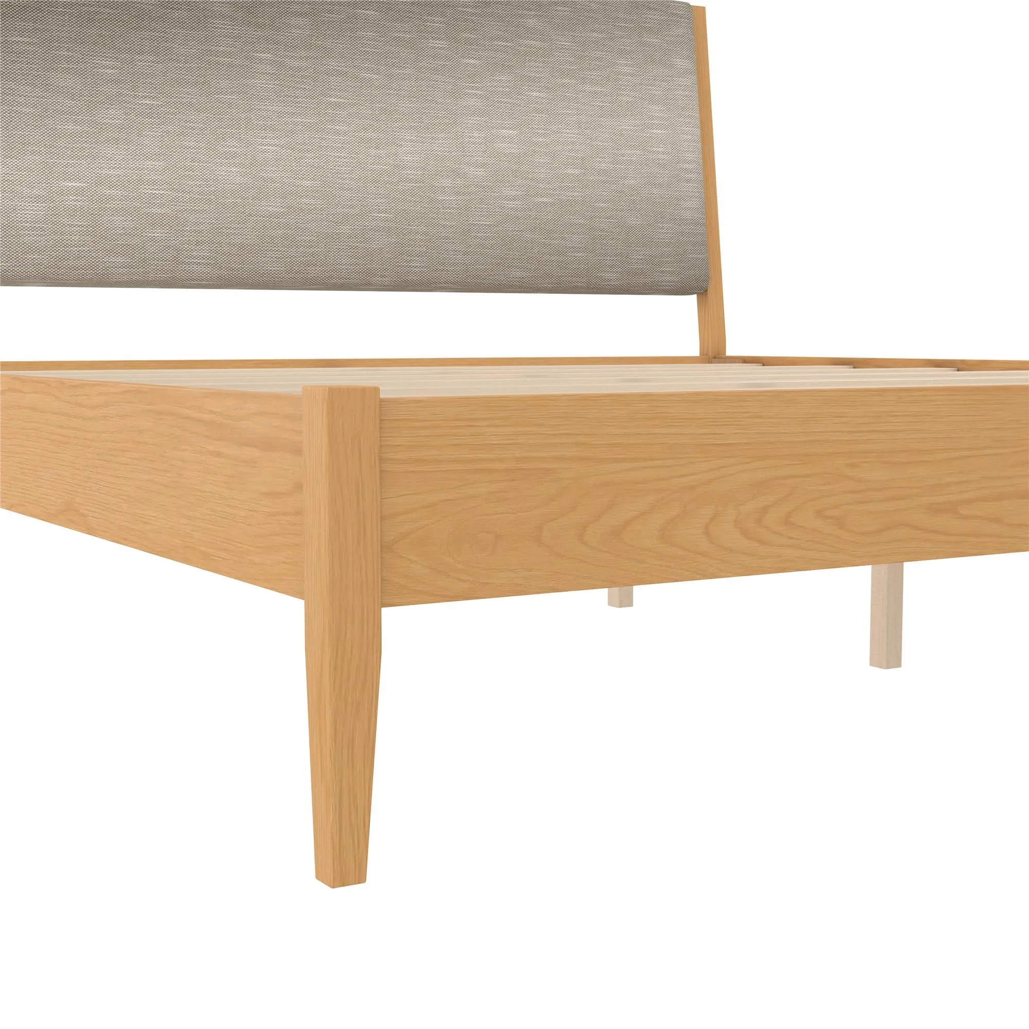 Dacin Wood Bed Frame with Upholstered Headboard