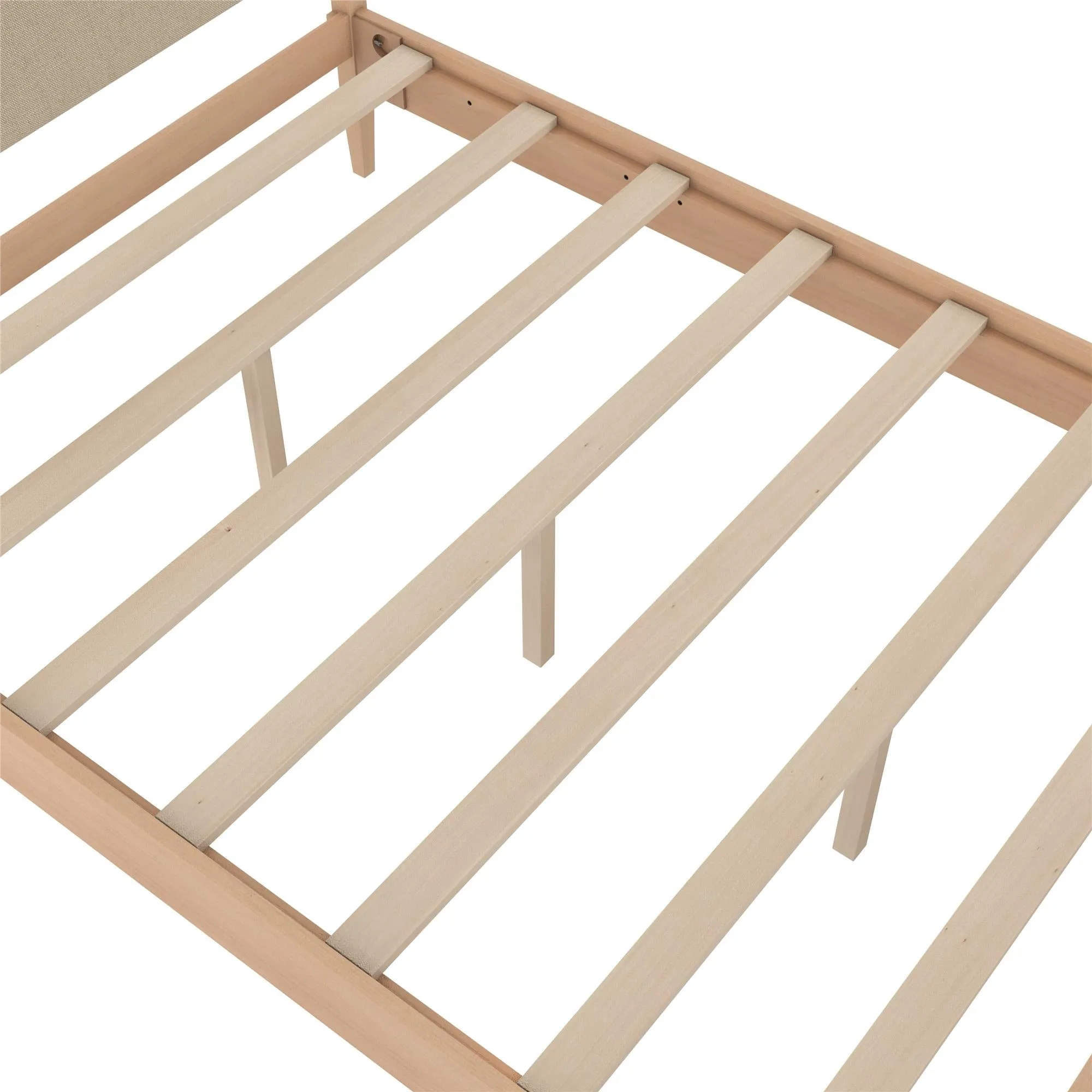 Dacin Wood Bed Frame with Upholstered Headboard