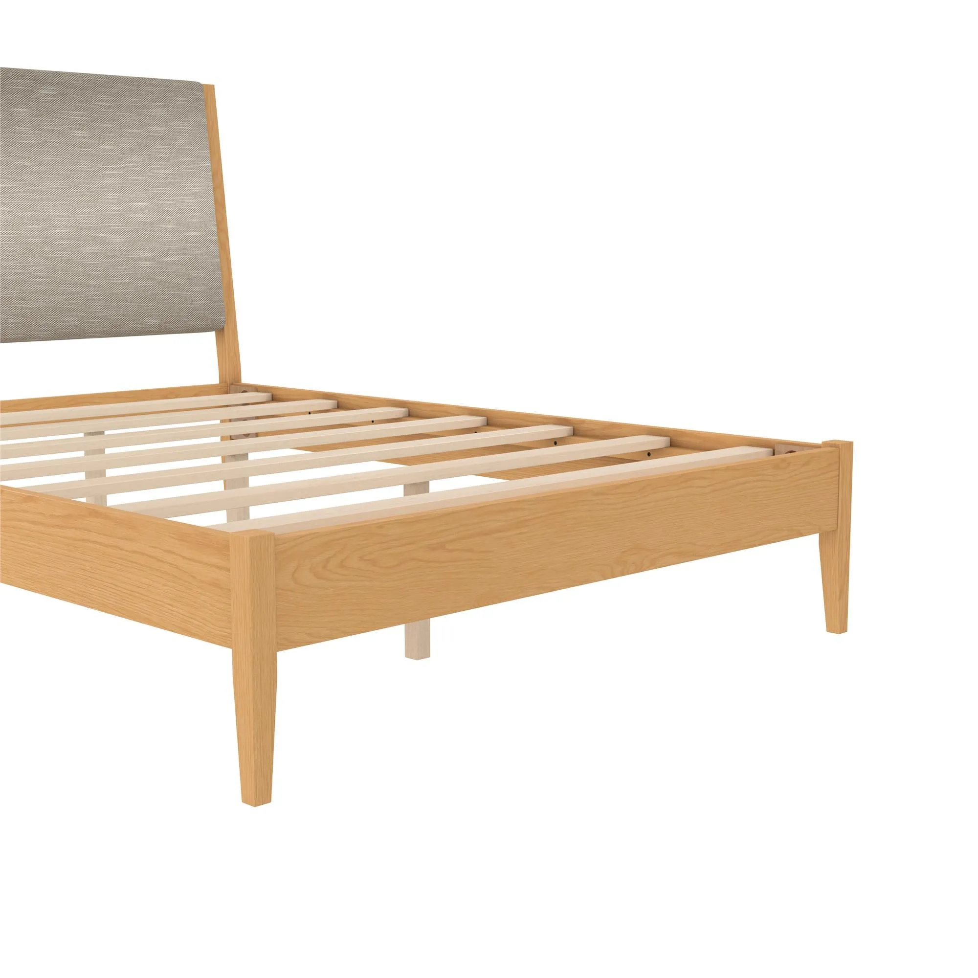 Dacin Wood Bed Frame with Upholstered Headboard