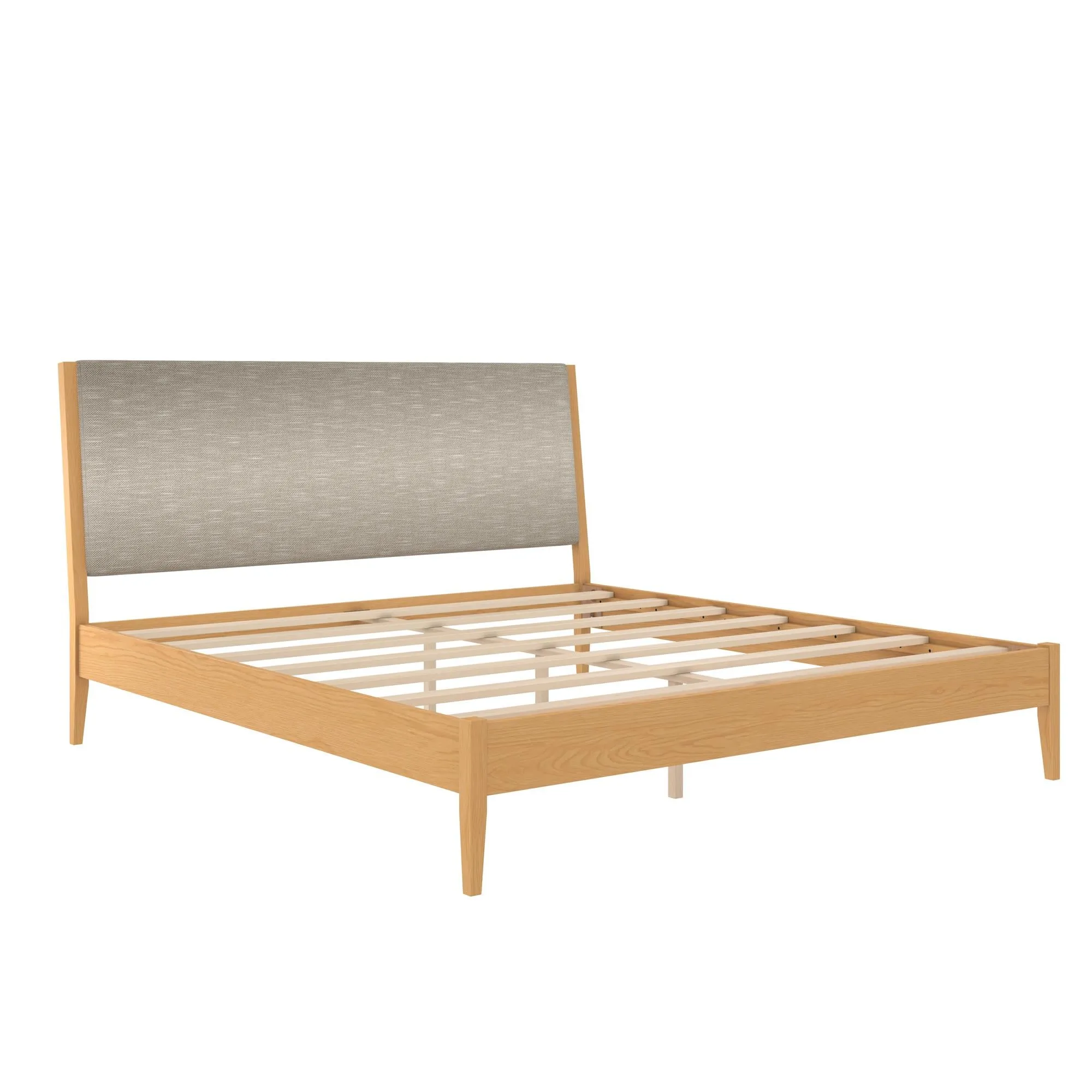 Dacin Wood Bed Frame with Upholstered Headboard