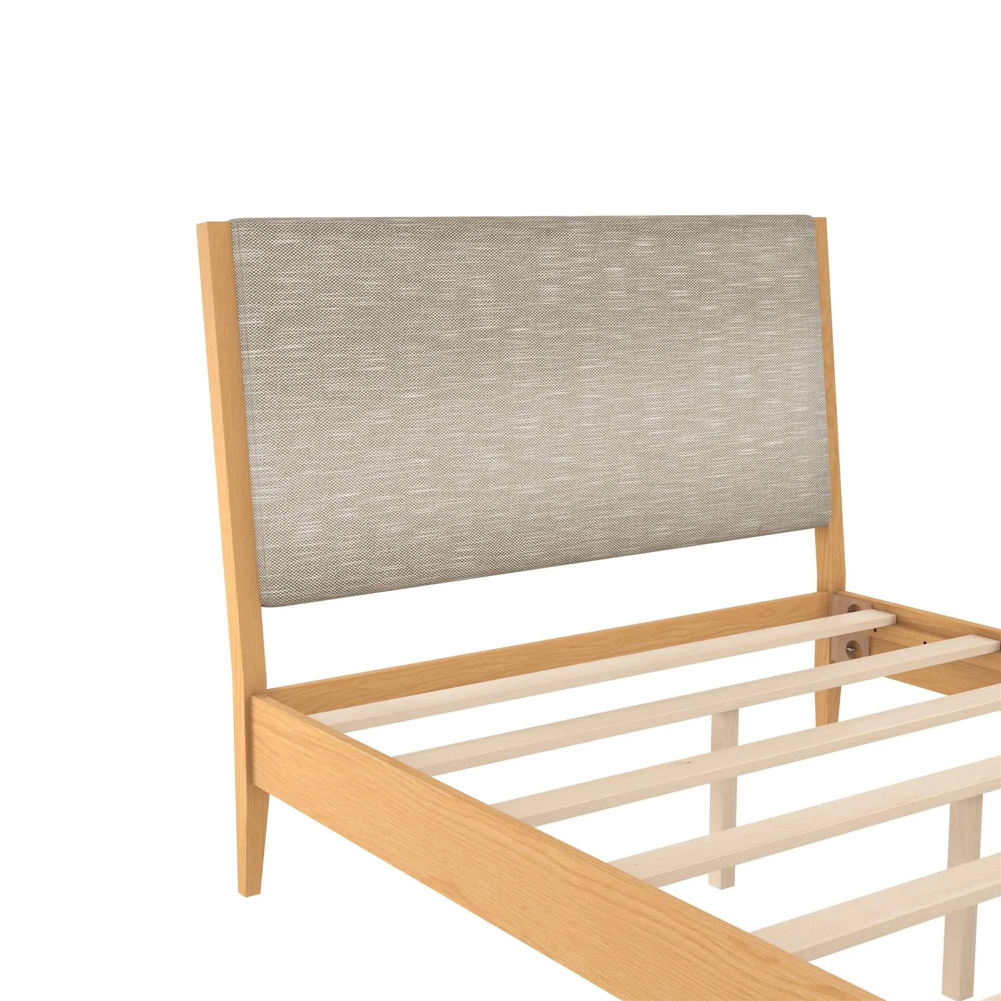 Dacin Wood Bed Frame with Upholstered Headboard