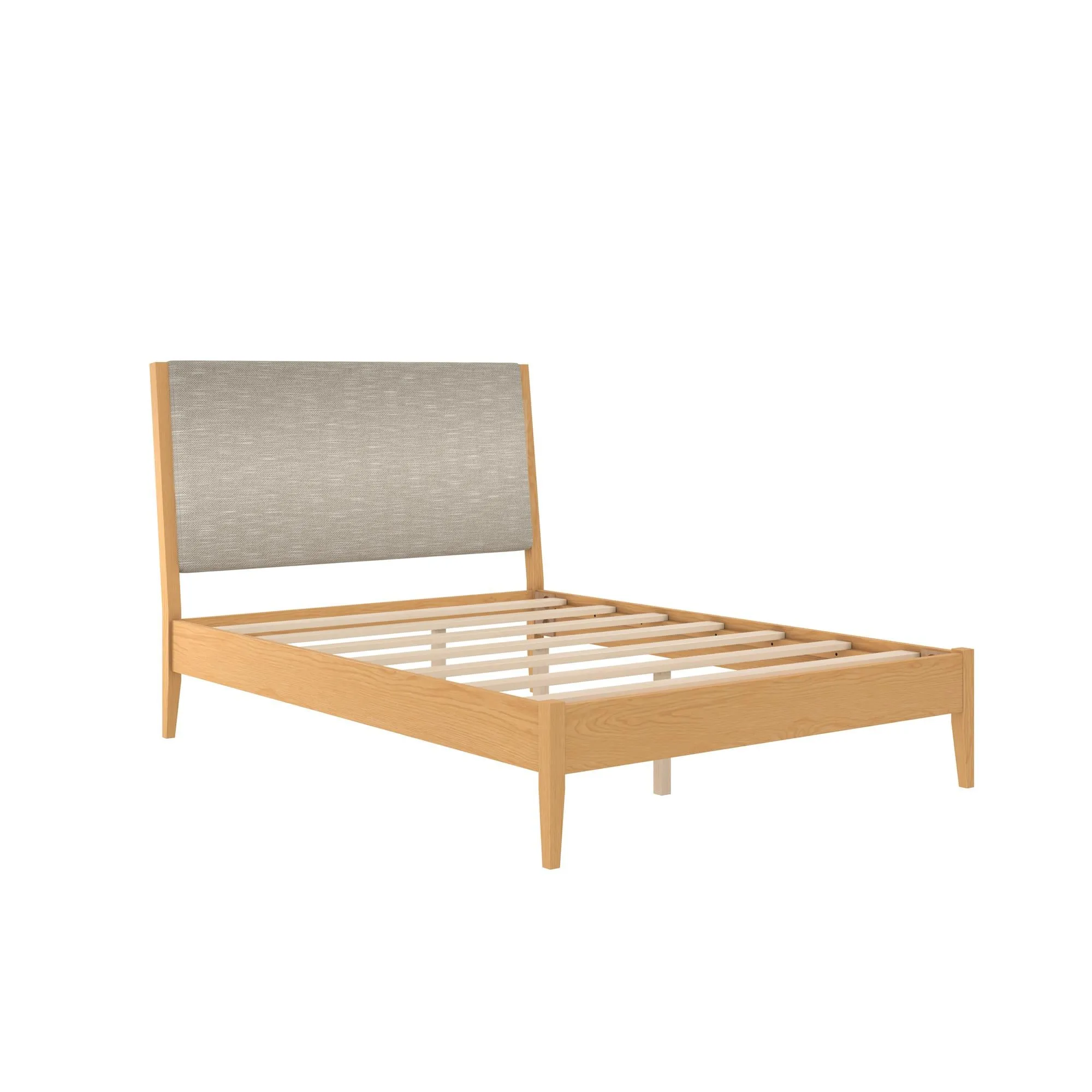 Dacin Wood Bed Frame with Upholstered Headboard
