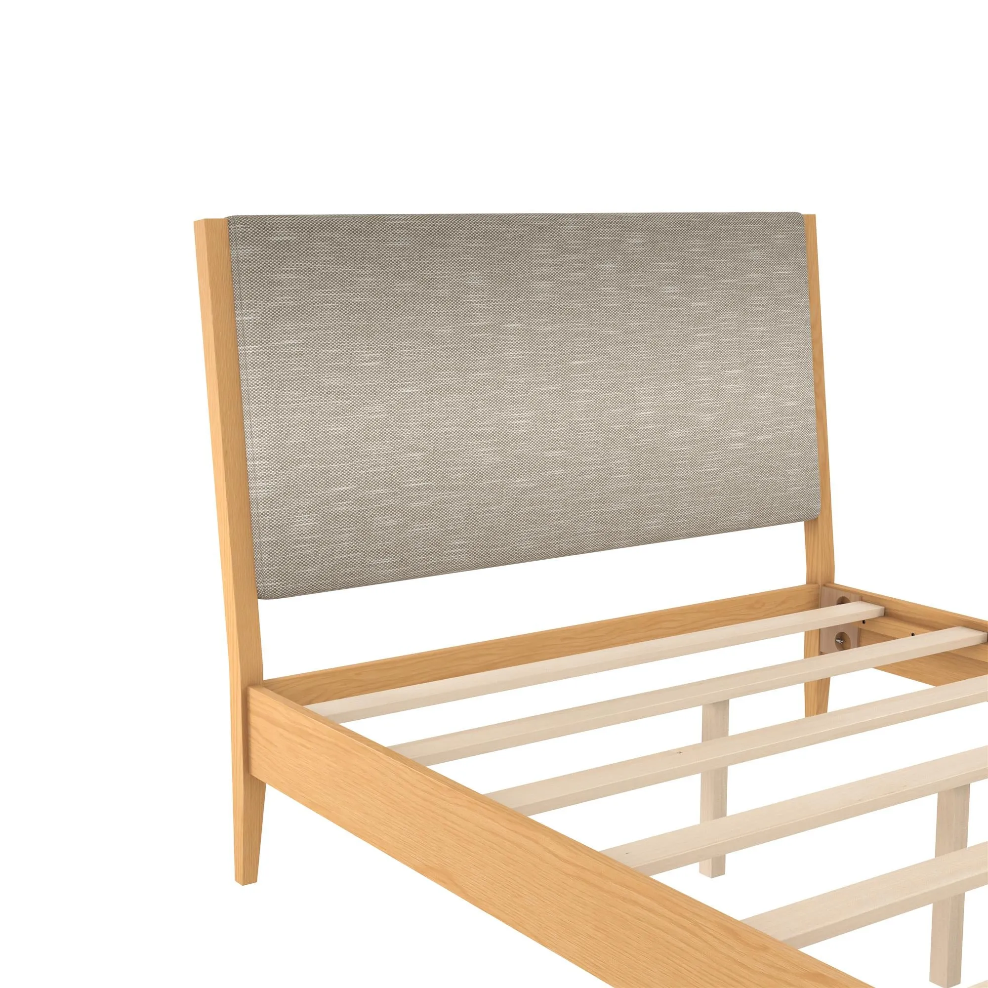Dacin Wood Bed Frame with Upholstered Headboard
