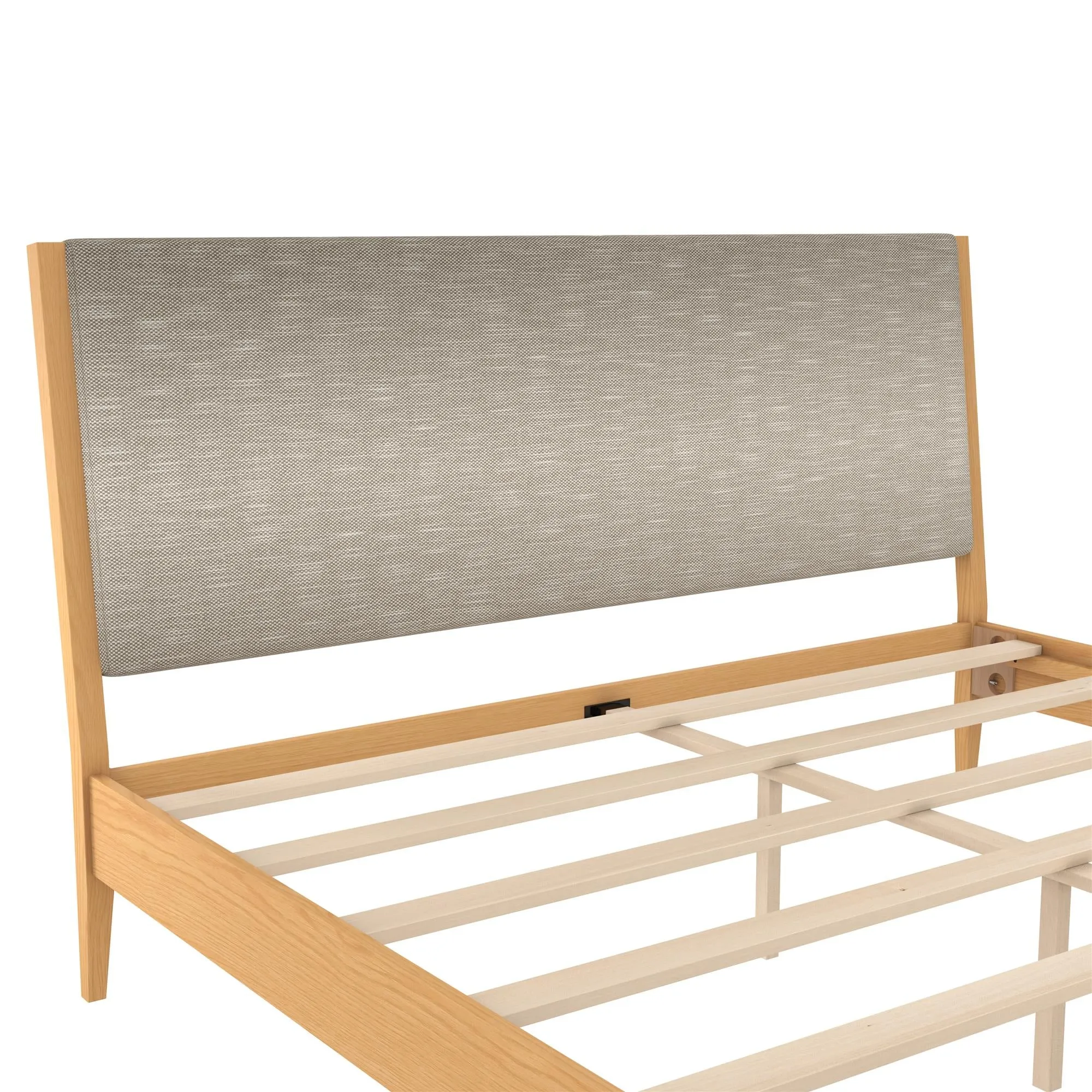 Dacin Wood Bed Frame with Upholstered Headboard