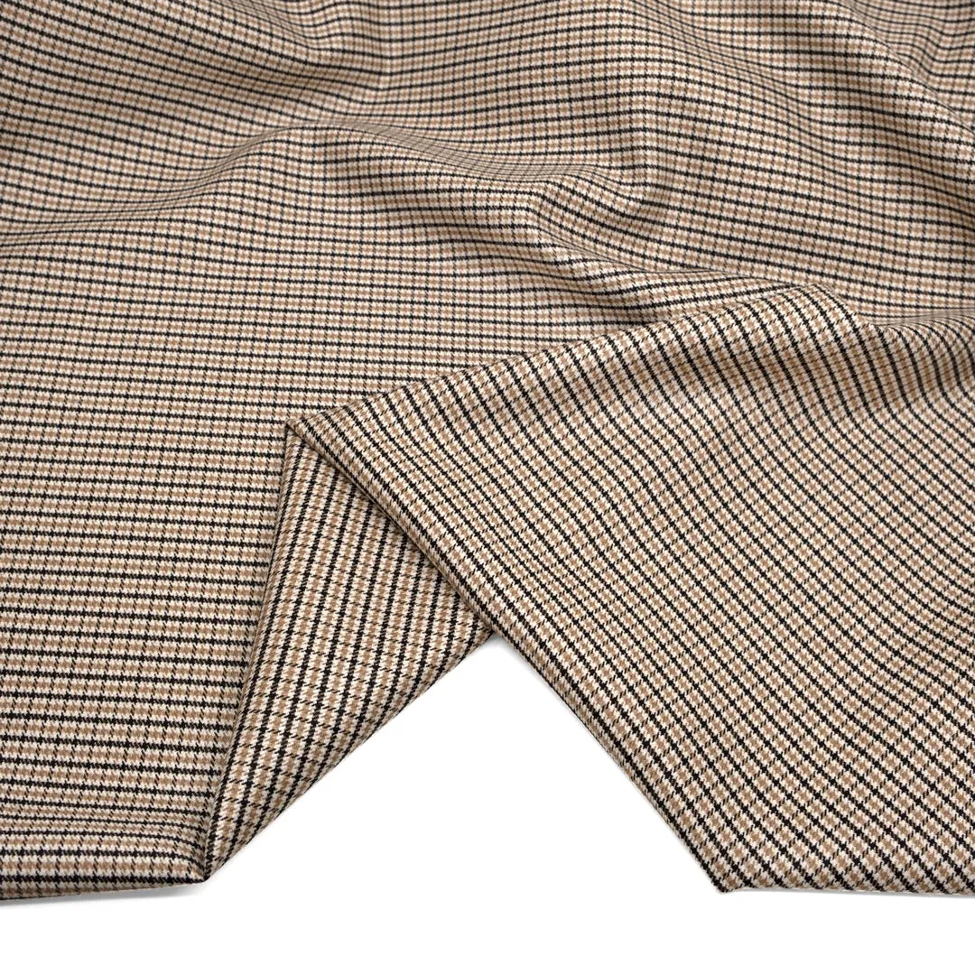 Deadstock Mini Check Poly Viscose Suiting - Toasty