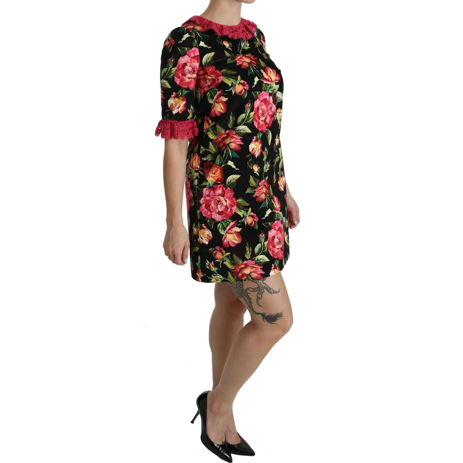 Dolce & Gabbana Elegant Floral Lace A-Line Mini Dress