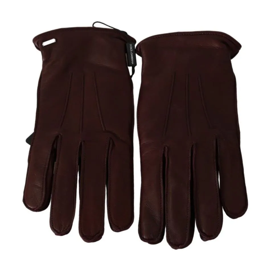 Dolce & Gabbana Elegant Maroon Wrist-Length Lambskin Gloves