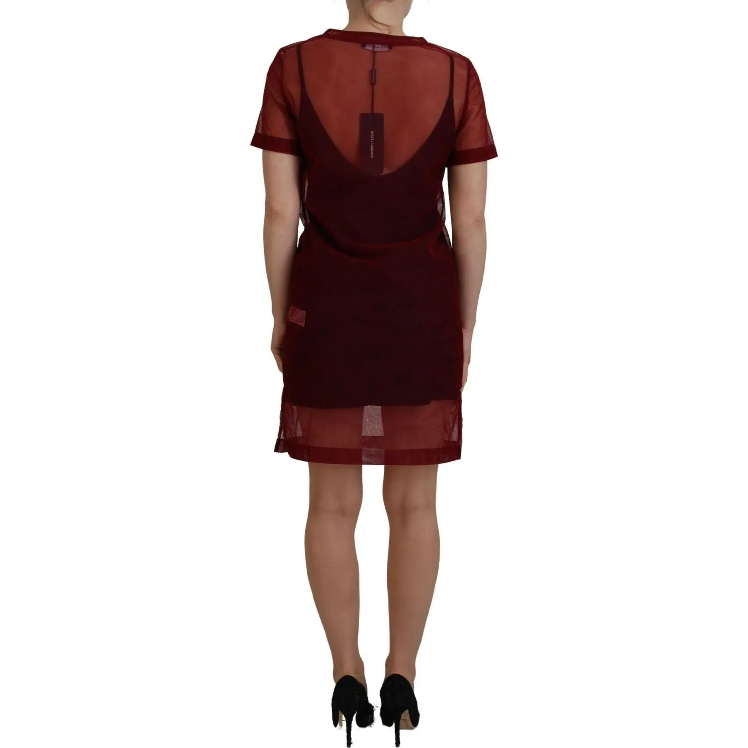 Dolce & Gabbana Maroon Mini Shift Dress - Italian Elegance