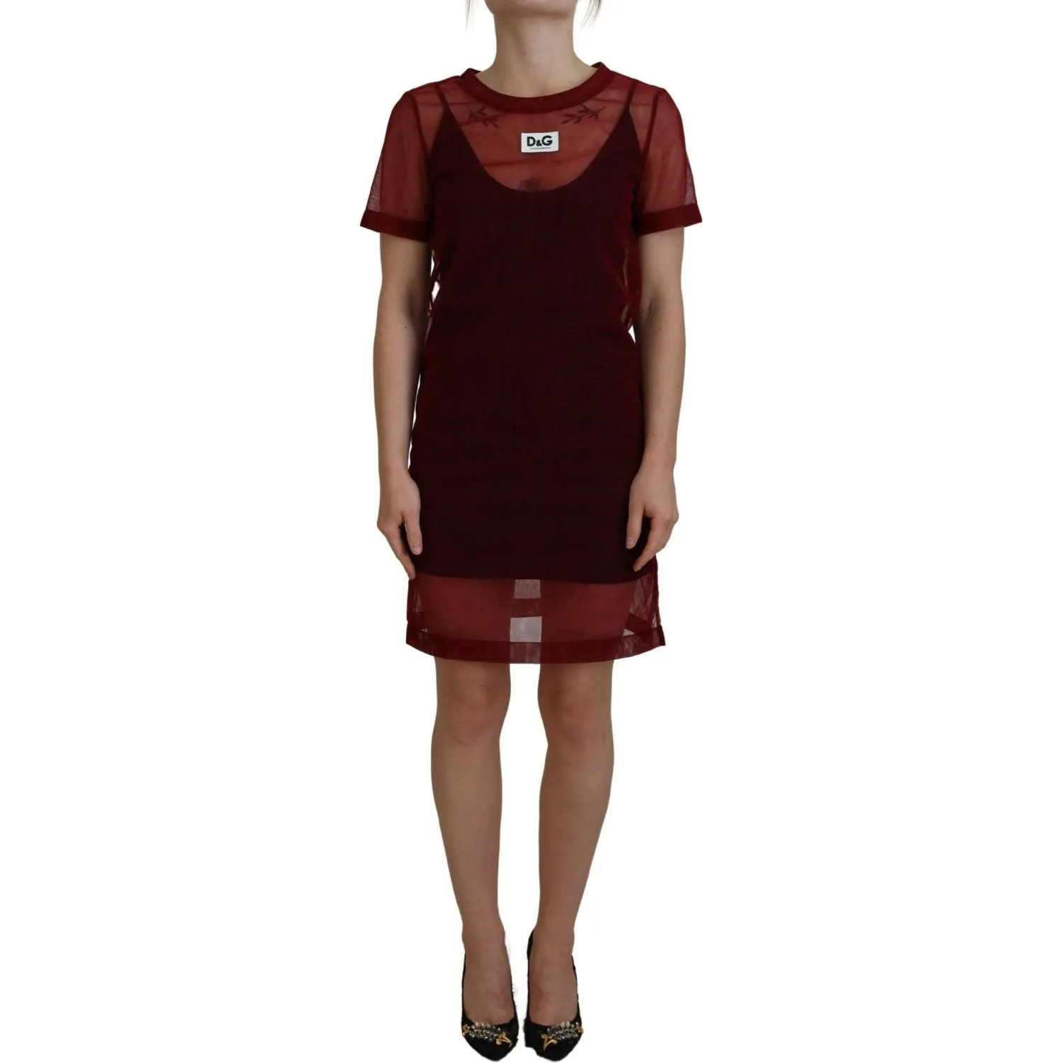 Dolce & Gabbana Maroon Mini Shift Dress - Italian Elegance