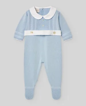 Dot Collar Knit Footie w/ Hat