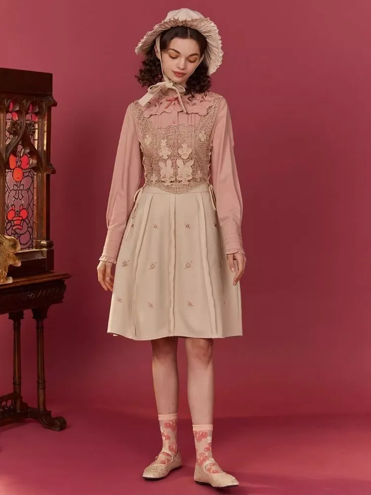 Embroidered Detachable Back Dress【s0000006929】