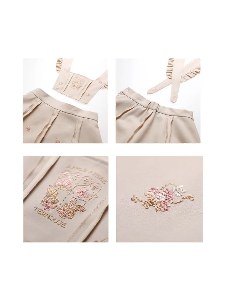 Embroidered Detachable Back Dress【s0000006929】