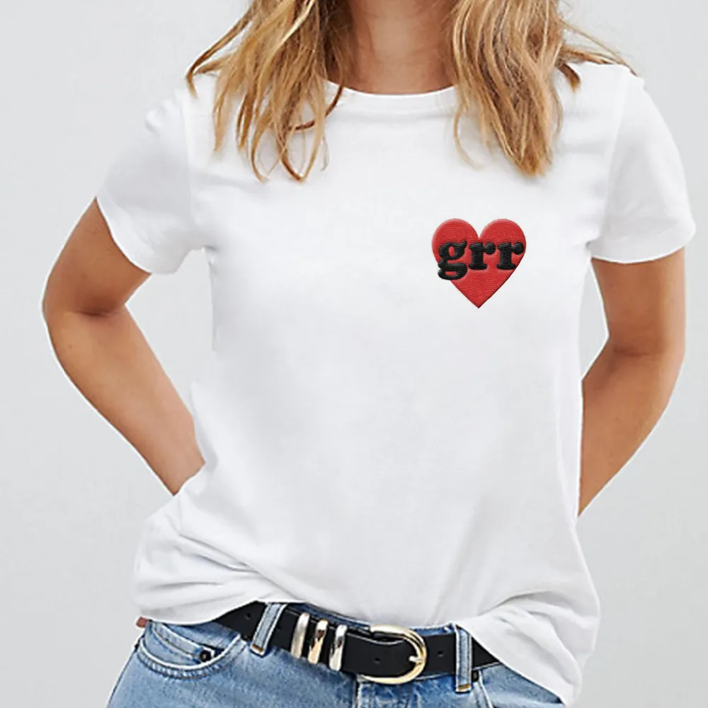 Embroidered Grr Heart Feminist T-Shirt