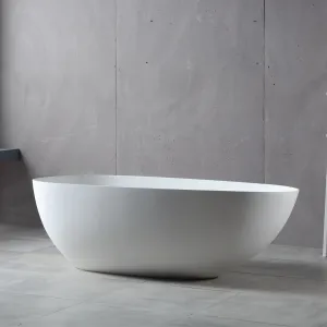 FINN 1400mm Egg Shape Stone Bath Matte White