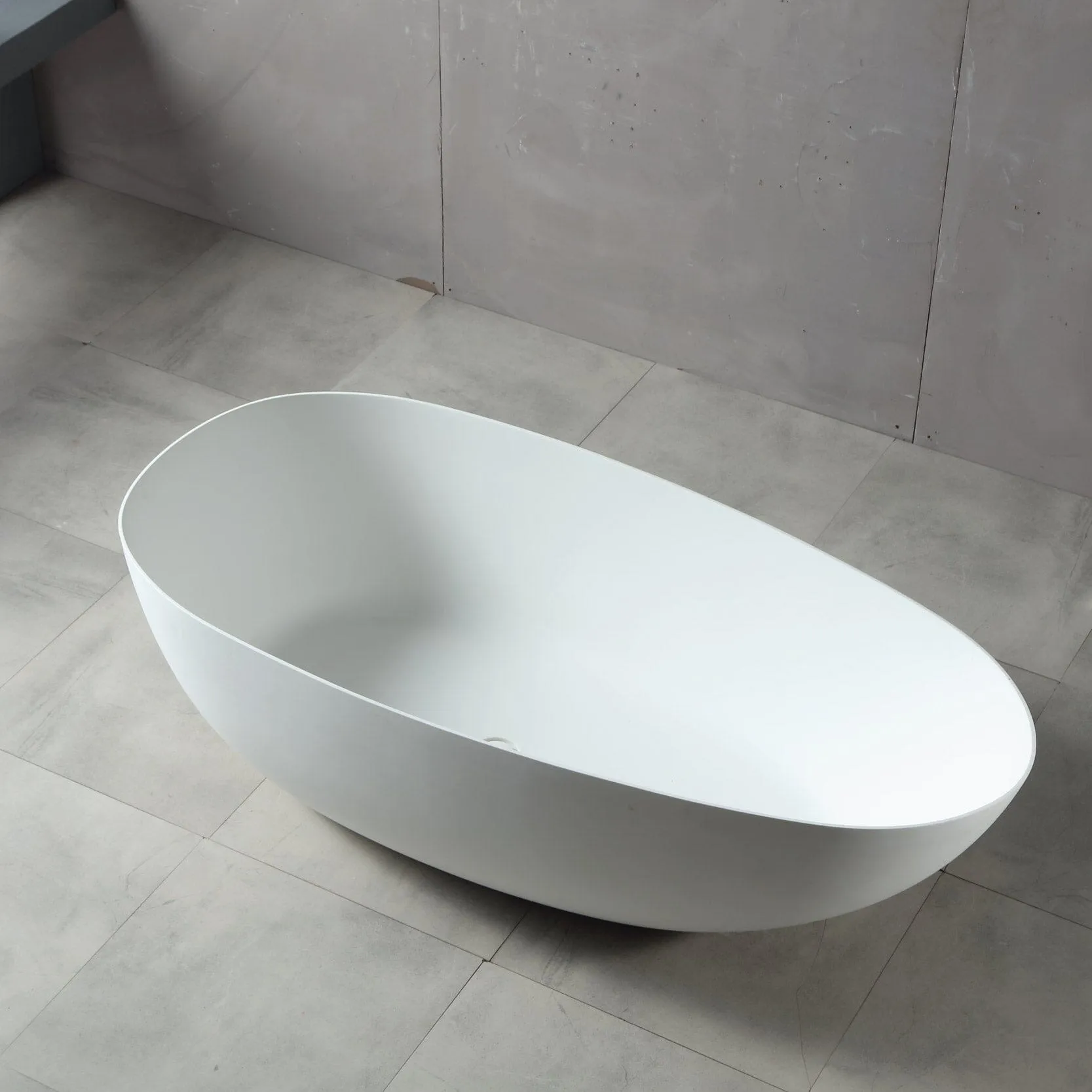 FINN 1400mm Egg Shape Stone Bath Matte White