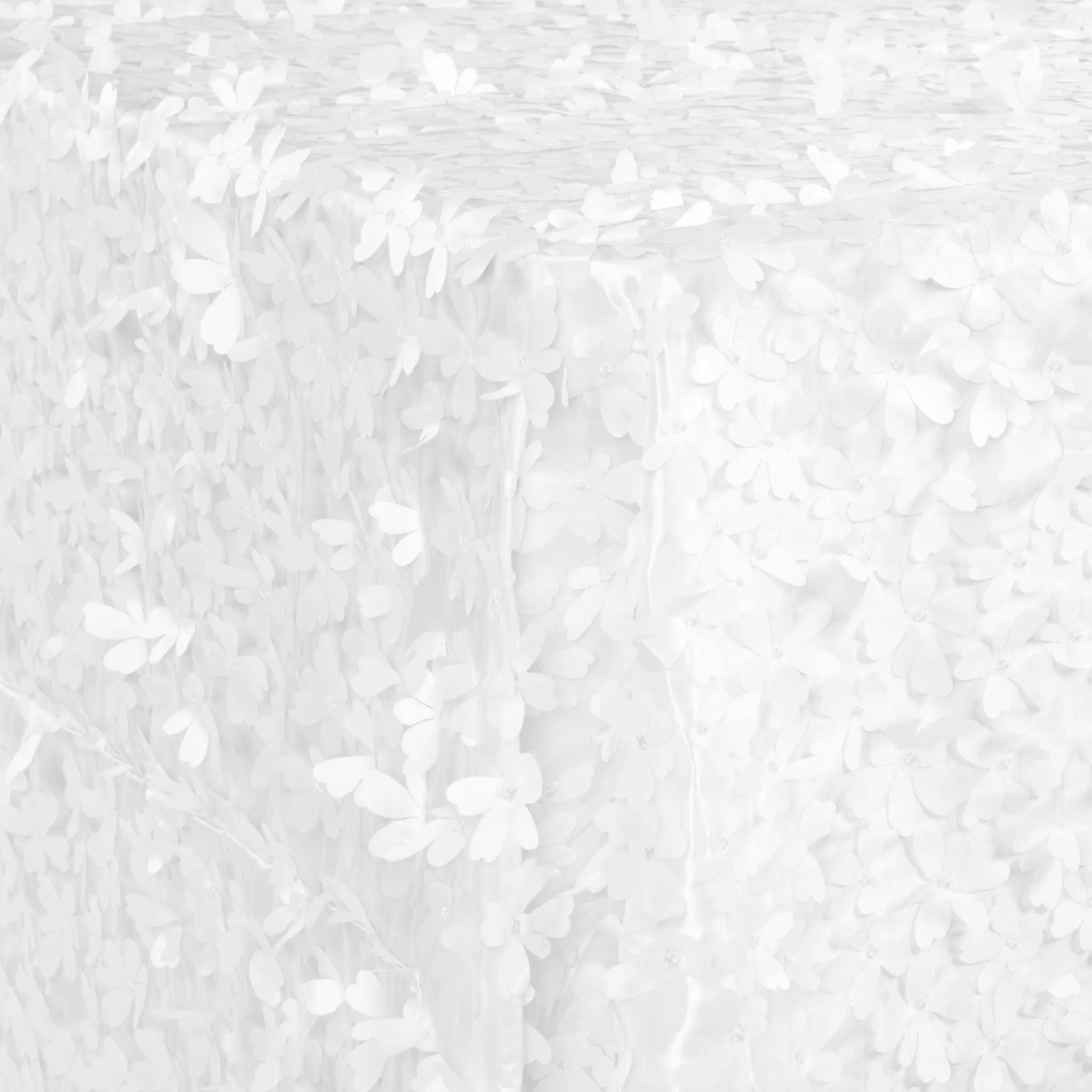 Flower Petal Taffeta Tablecloth 90"x156" Rectangular - White