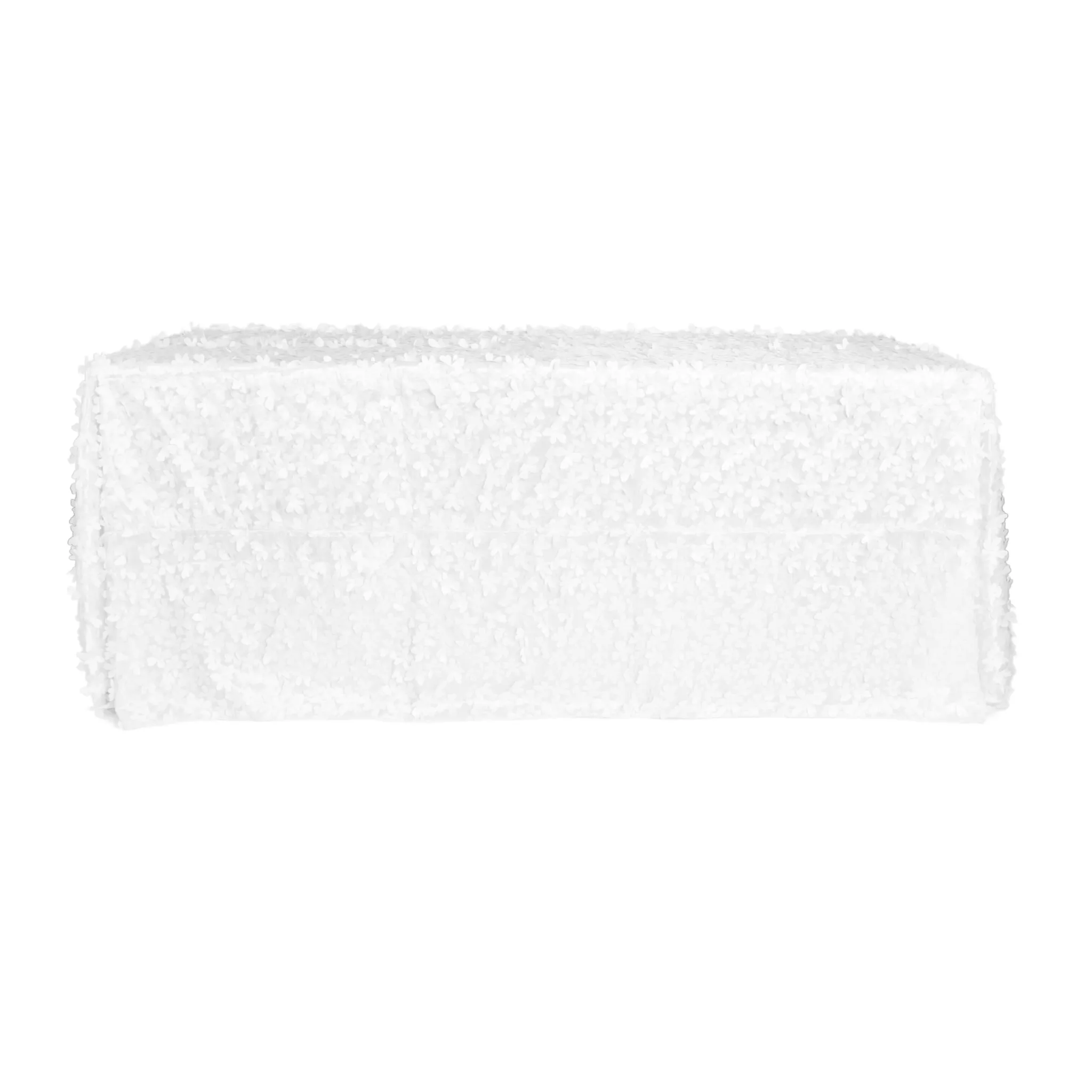 Flower Petal Taffeta Tablecloth 90"x156" Rectangular - White