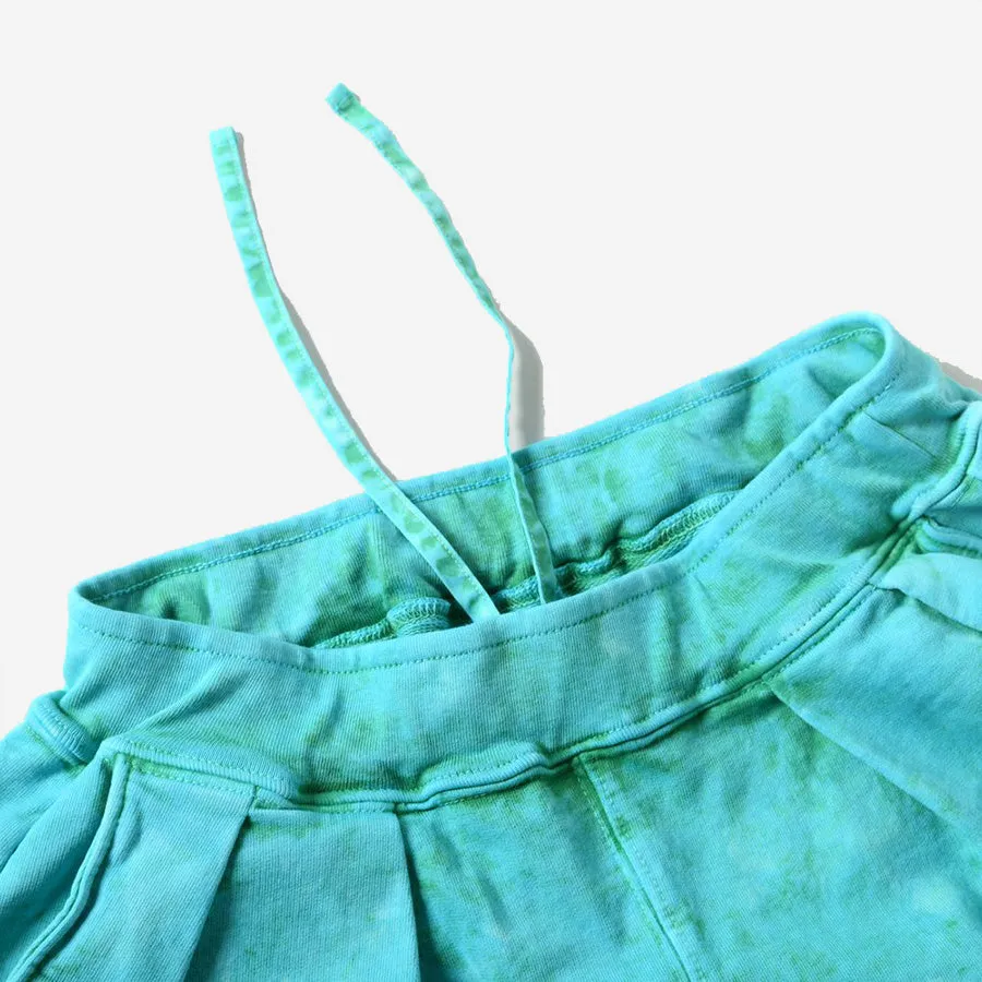 French Terry Pleated Shorts - Tie Dye Green   Mineral