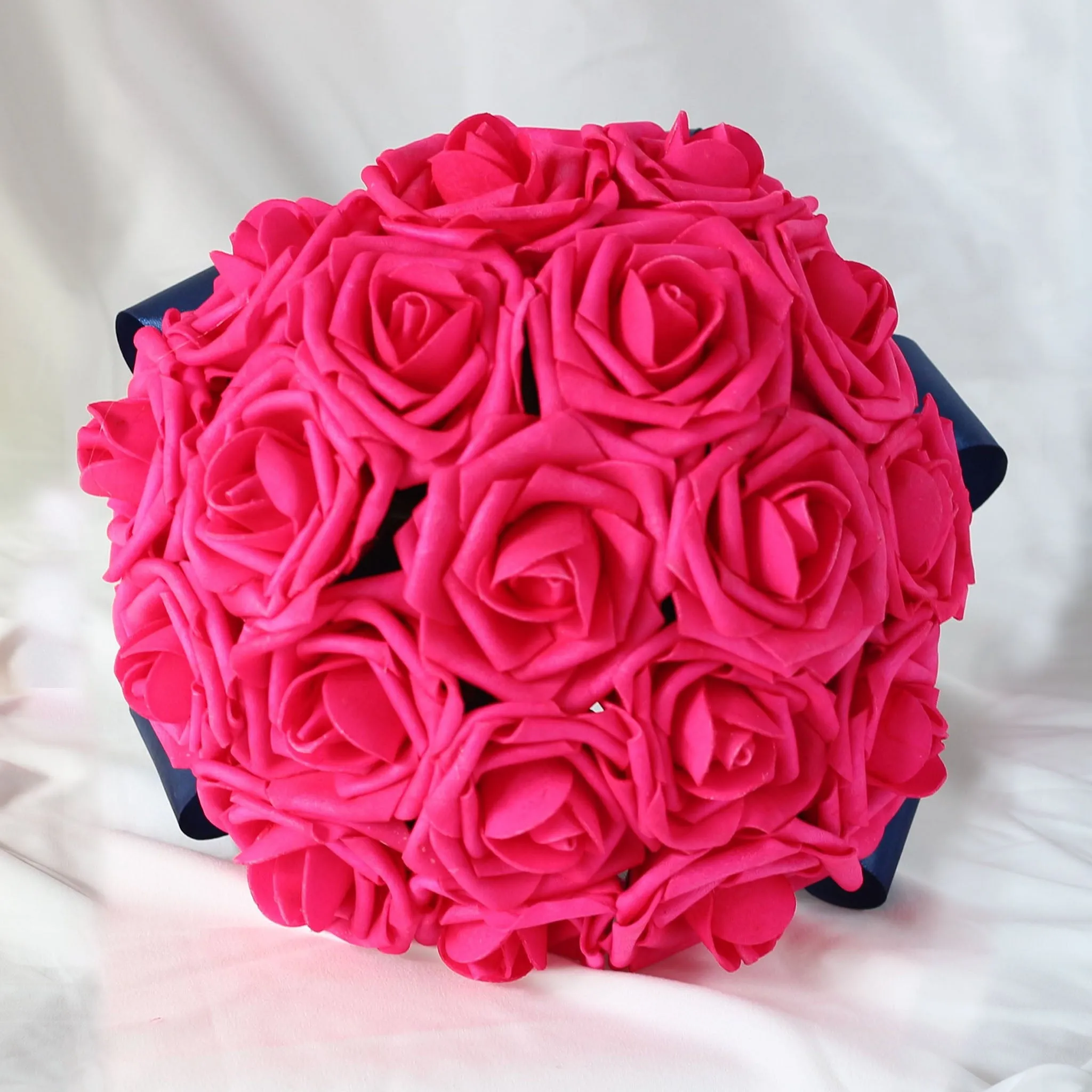 Hot Pink and Navy Blue Bridal Bouquet Bridesmaids Bouquet