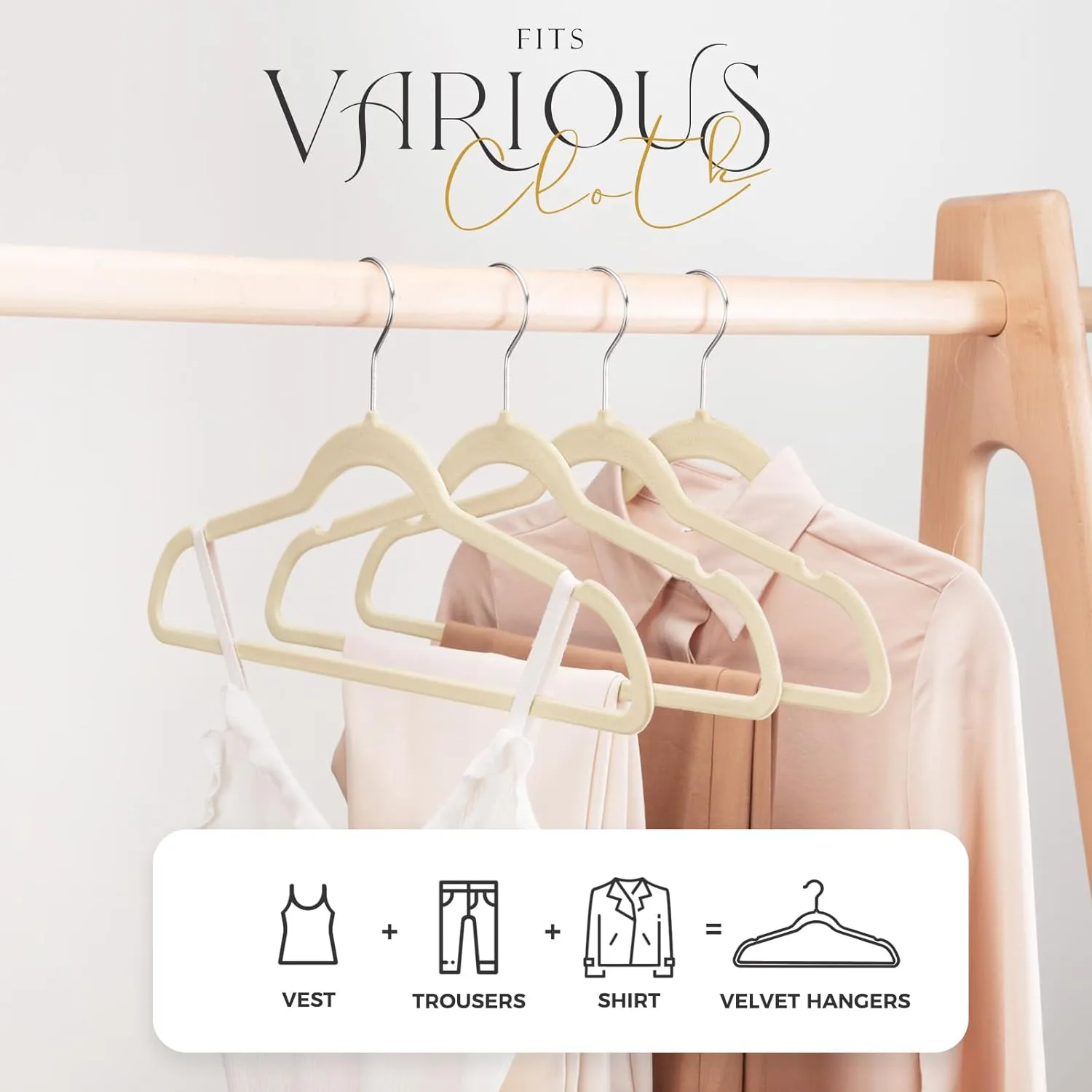 HOUSE DAY 17.5 Inch Silver Hook Velvet Hangers 60 Pack