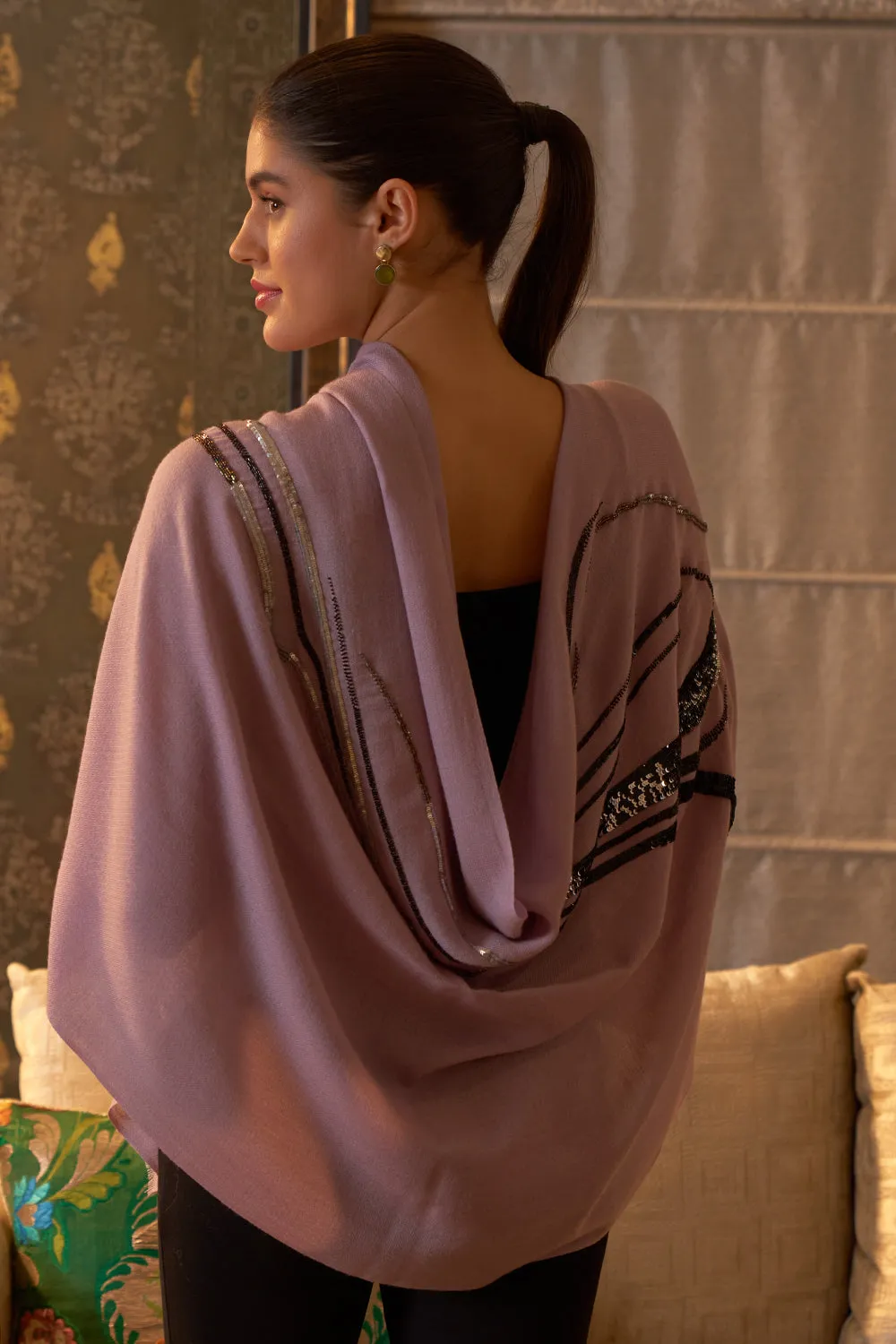 Jewel Art | Embroidered Wool Silk Stole