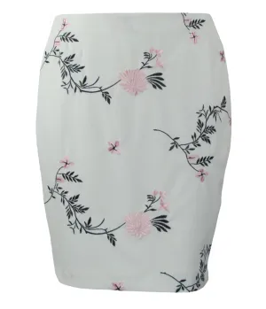 Kasper Women's Petites Embroidered Back Slit Pencil Skirt Pink Multi Size 14P
