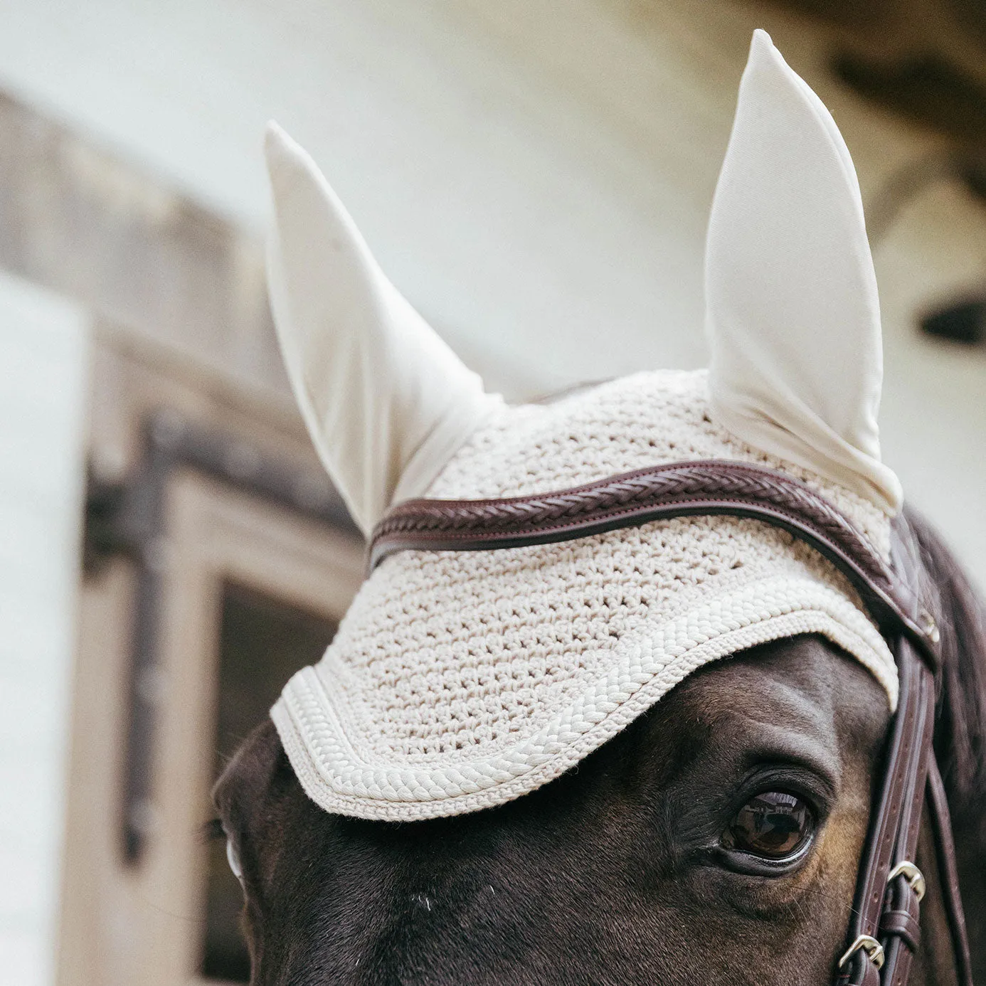 Kentucky Horsewear Wellington Plaited Cord Fly Veil - Beige