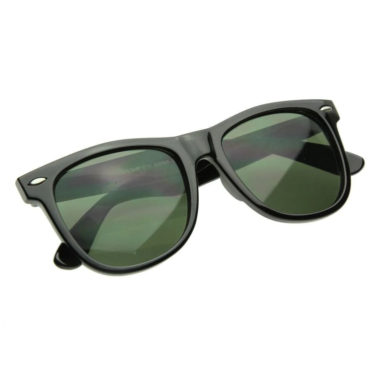 Large Vintage Classic 80s Horned Rim Sunglasses 2373 G15 54mm
