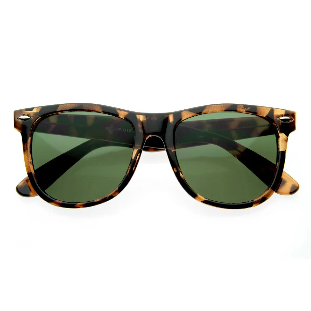 Large Vintage Classic 80s Horned Rim Sunglasses 2373 G15 54mm