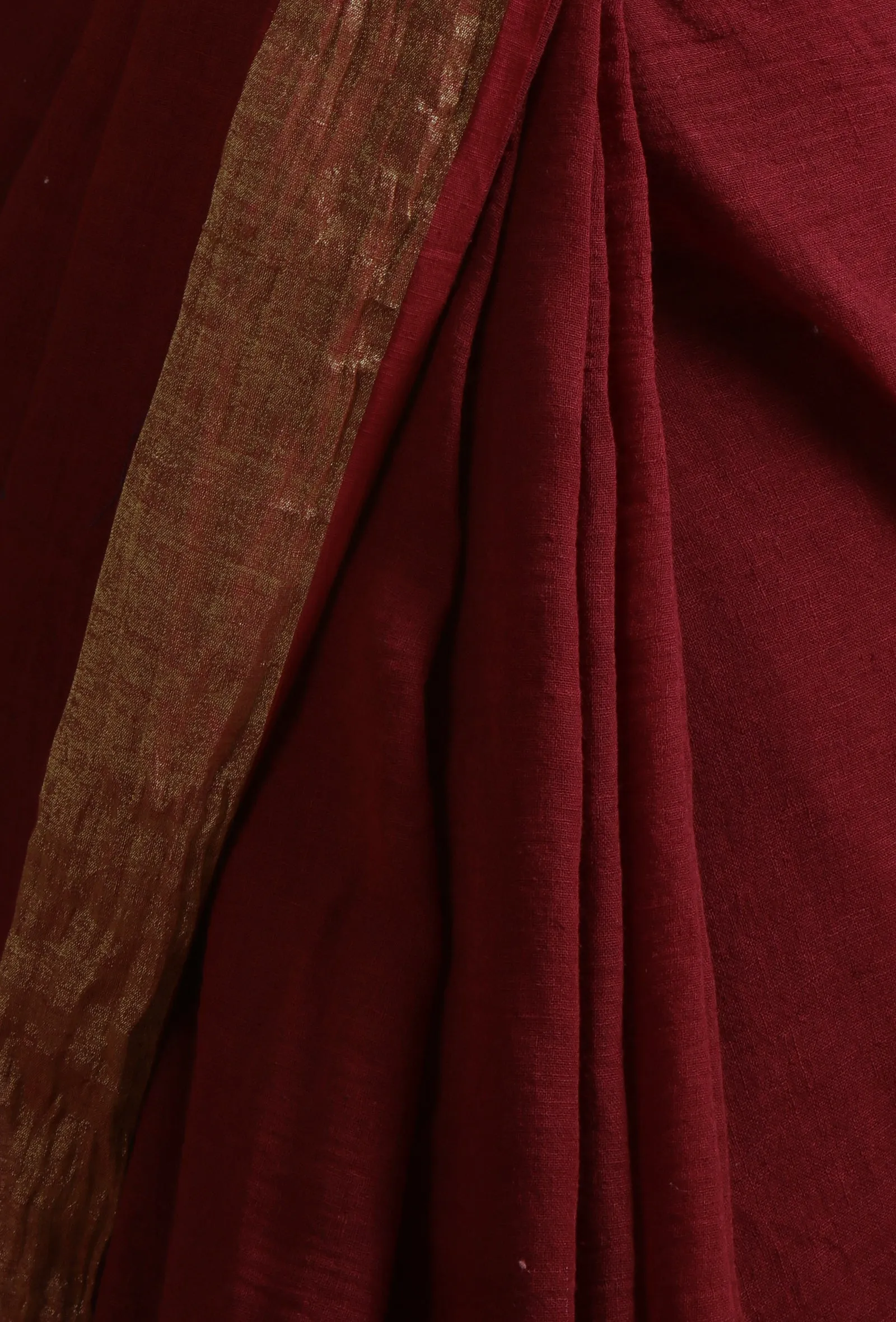 Maroon Color Cotton Linen Saree With Unstitched Blouse