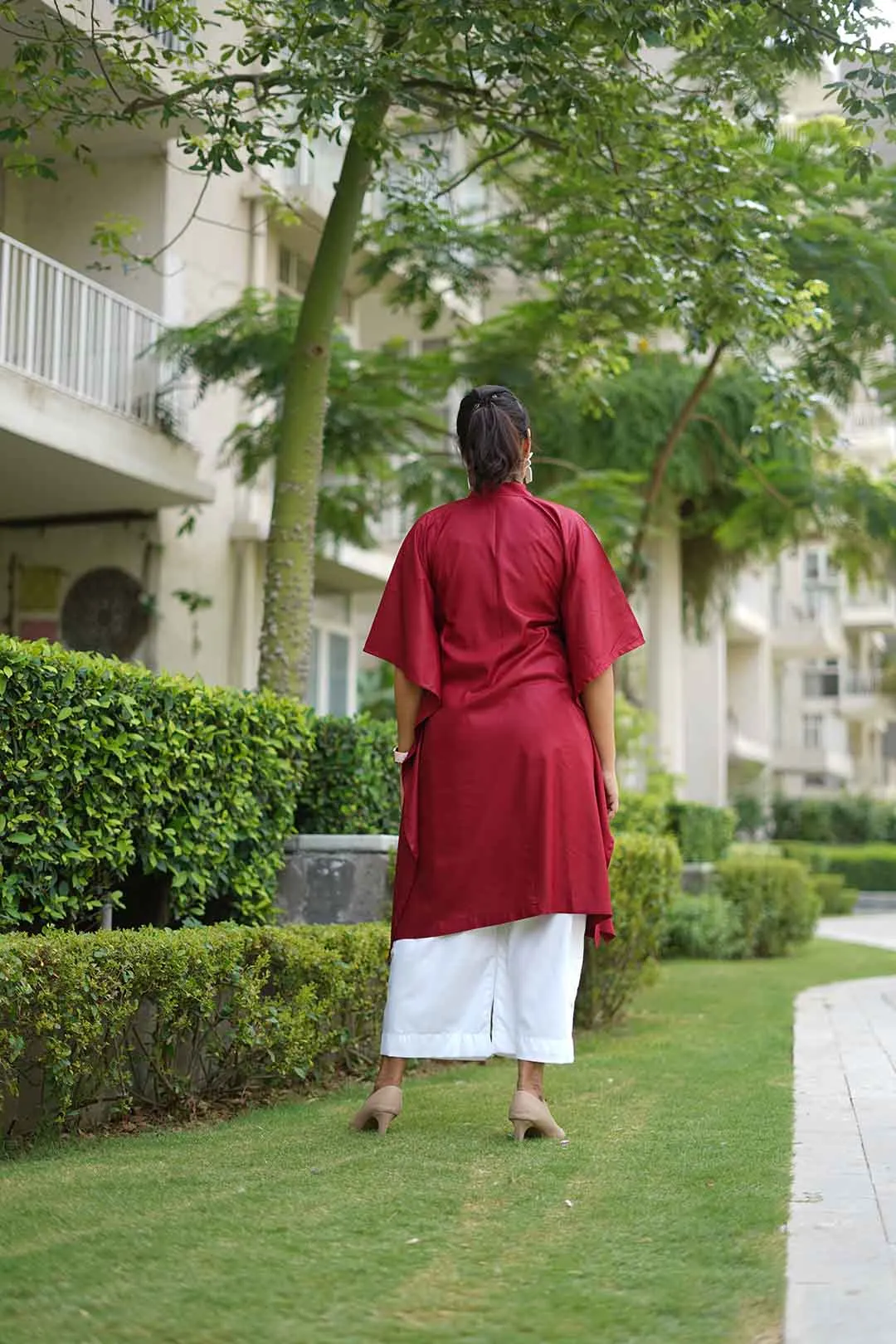 Maroon Rayon MandarinKurta - MajesticMaroon