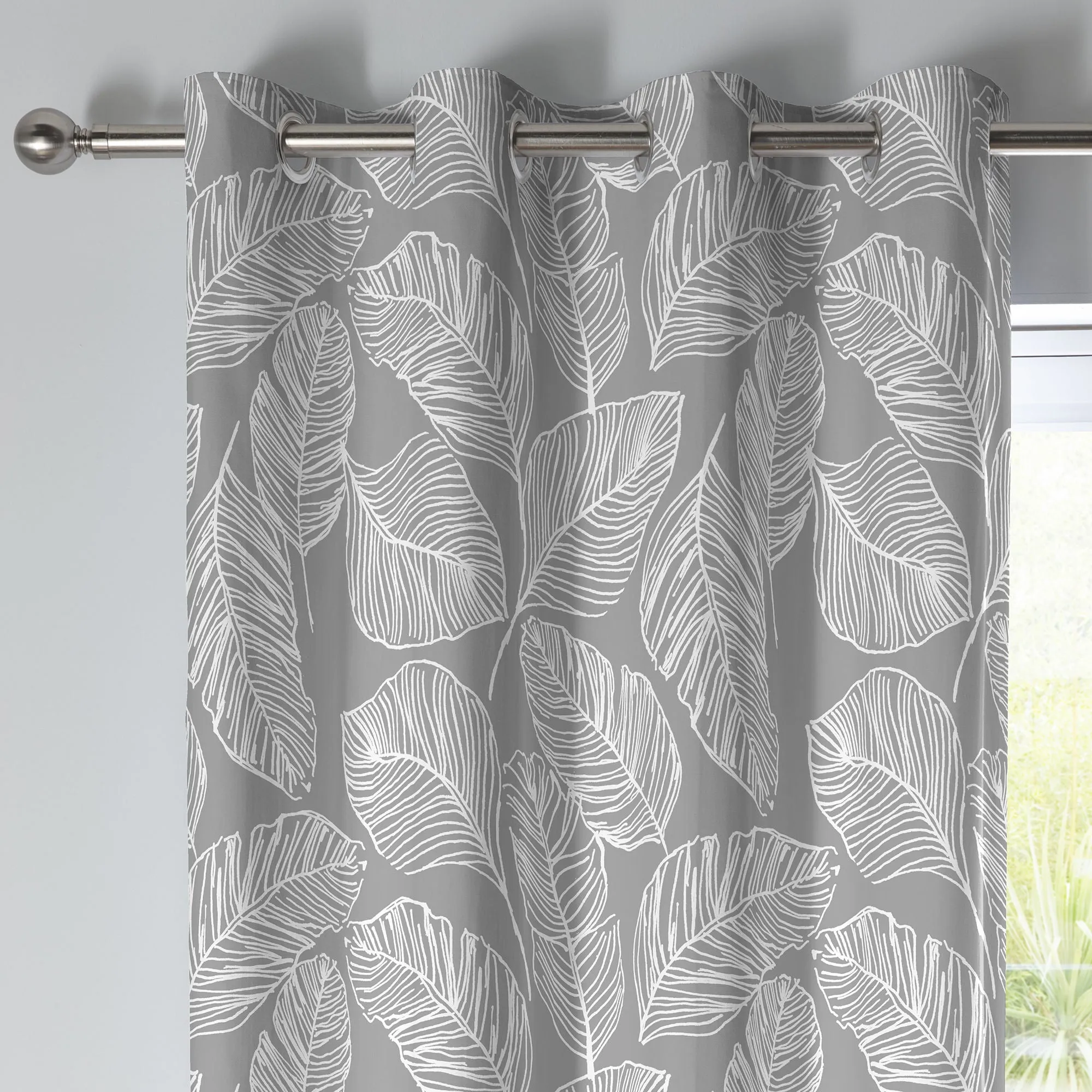 Matteo Pair of Eyelet Curtains by Fusion in Grey