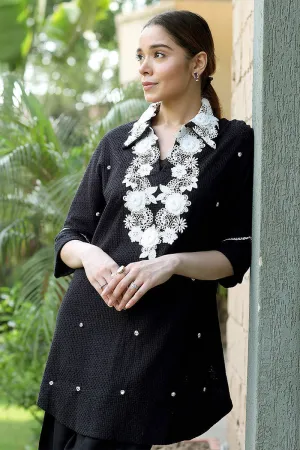 Mid Summer Edit - Black Chikan Lace Collar