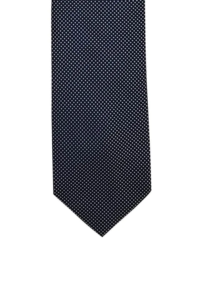 Navy Blue Reflective Silver Dotted Tie