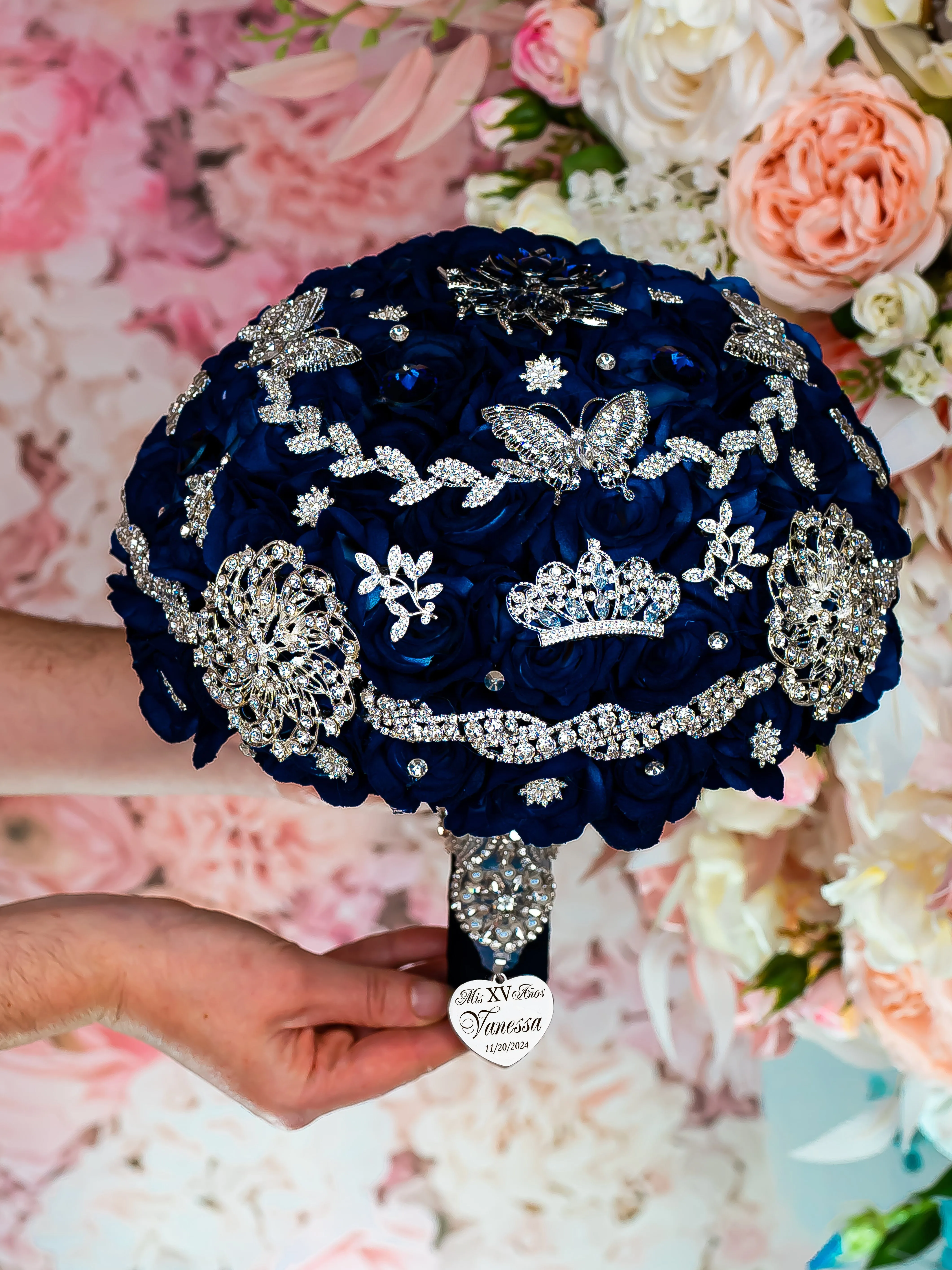 Navy Blue with silver quinceanera brindis package