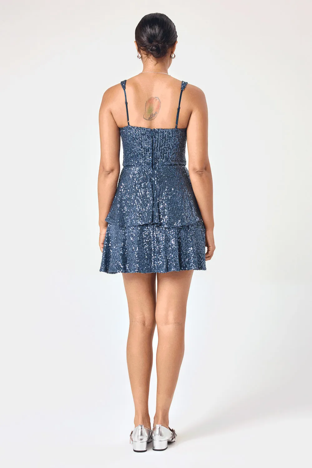 Navy Sequin Tube Dress