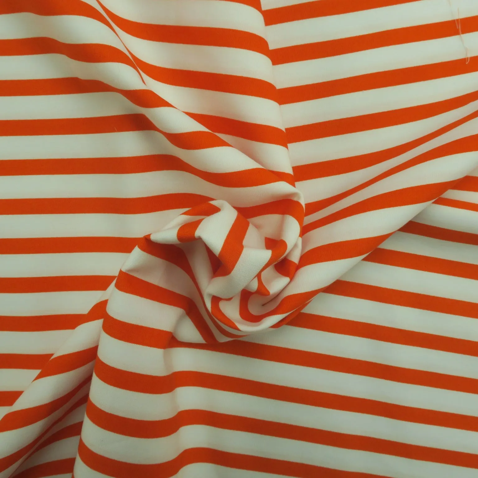 Orange and White Stripes Cotton Blended Broadcloth