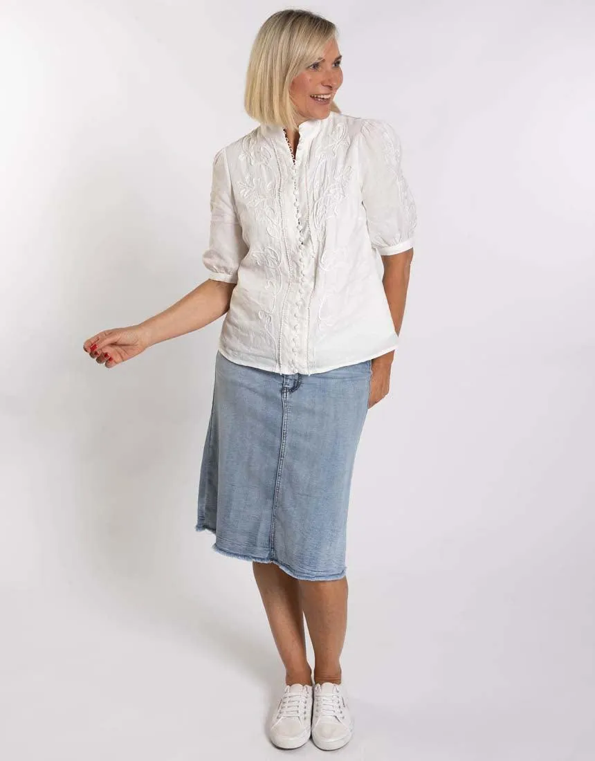 Perla Embroidered Blouse - White