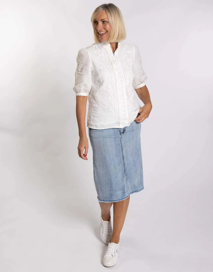Perla Embroidered Blouse - White