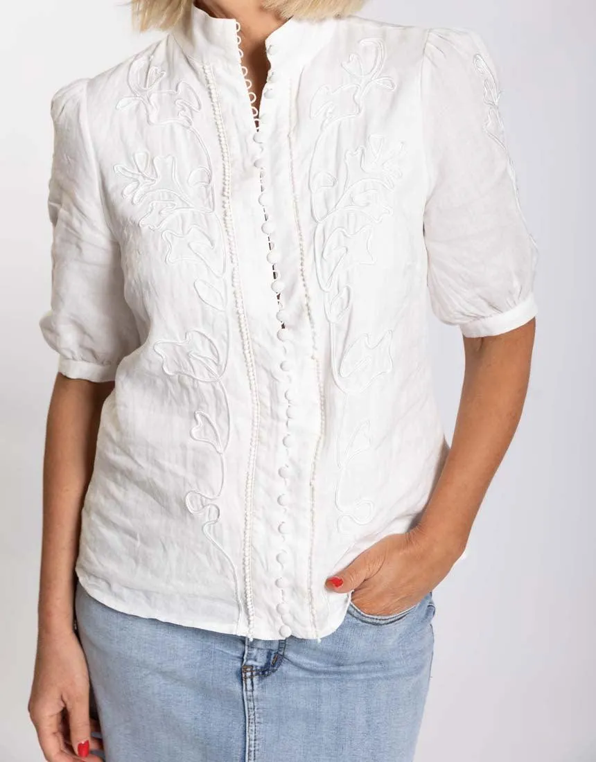 Perla Embroidered Blouse - White