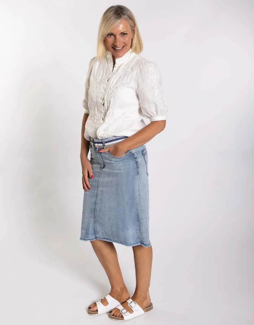 Perla Embroidered Blouse - White