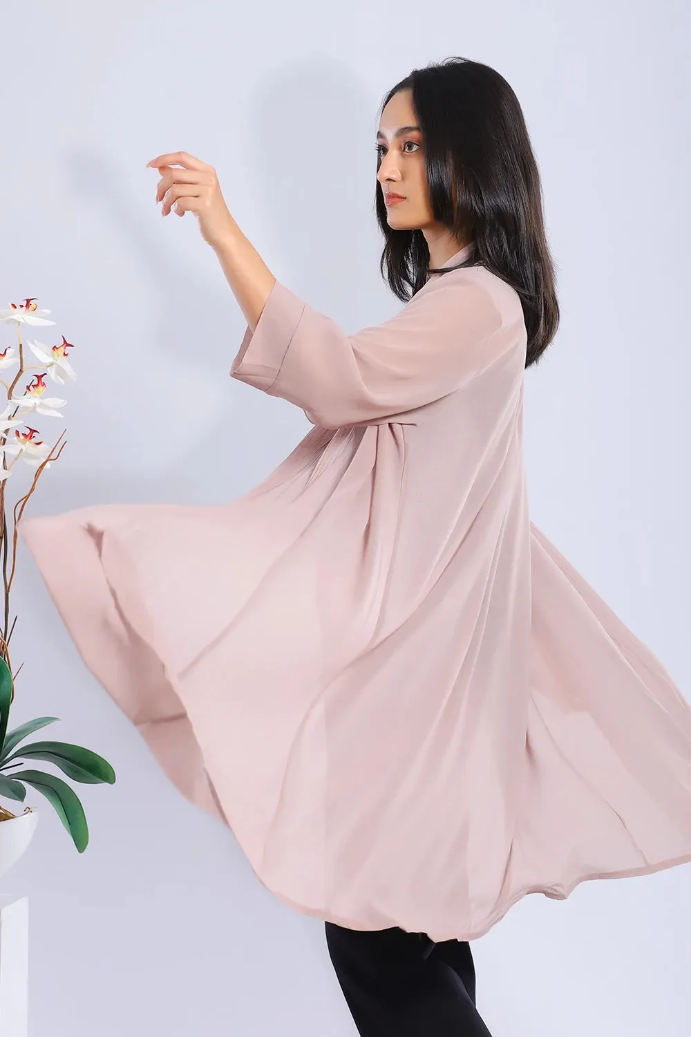 Pleated Long Shrug